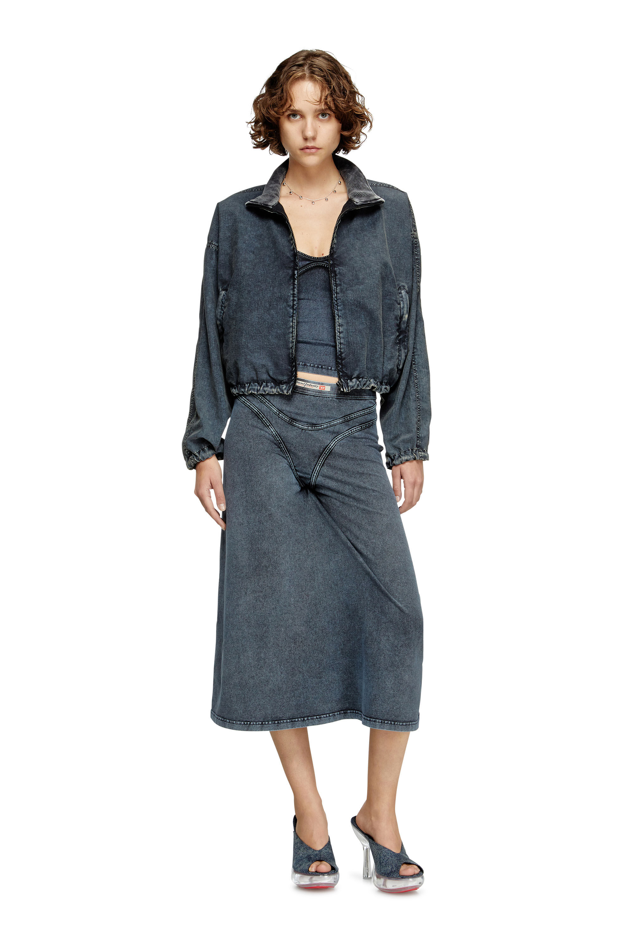 Diesel - G-LEAM-R1, Damen Verkürzte Jacke aus recyceltem Nylon-Taslan in Dunkelblau - 1
