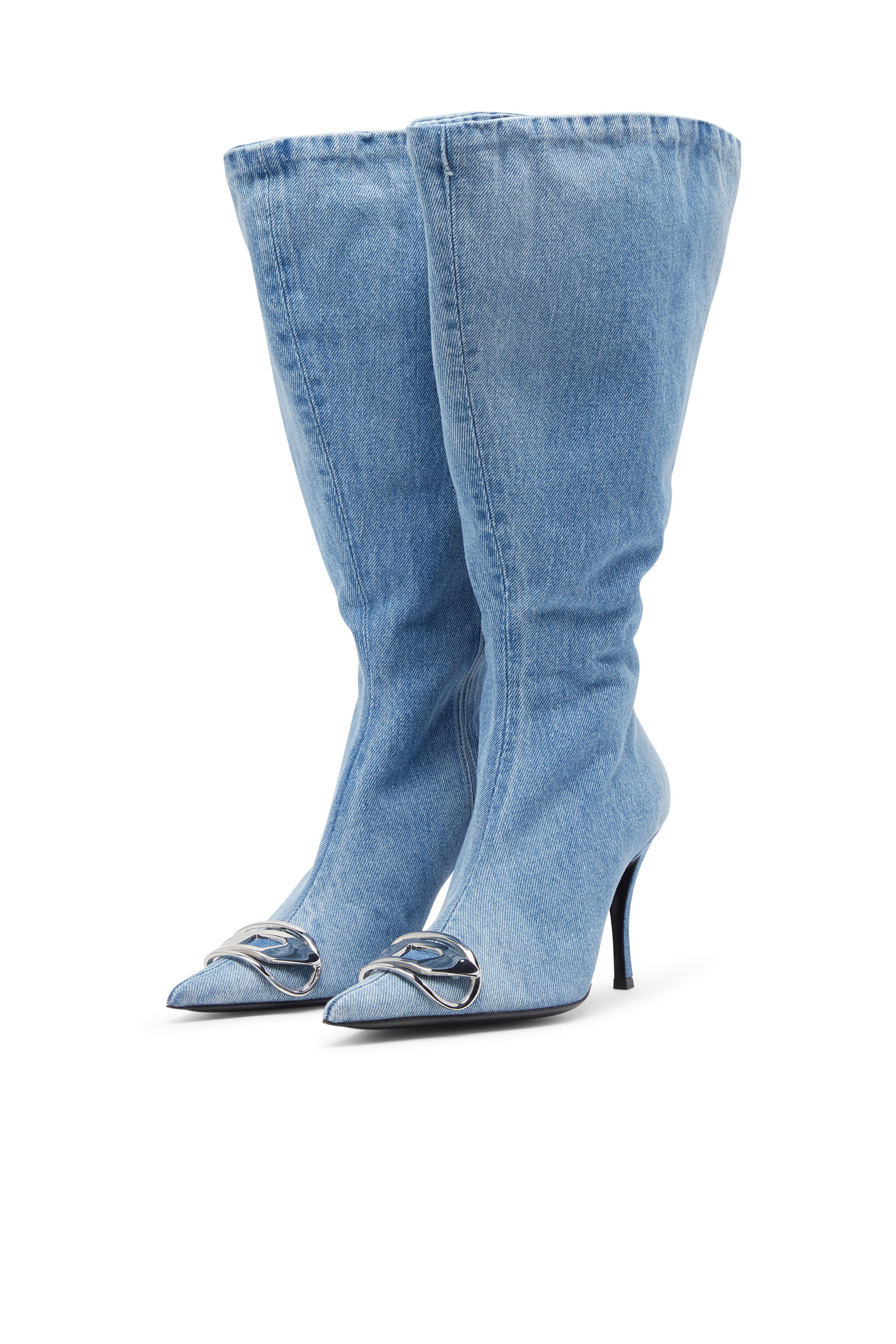 Diesel - D-VENUS KB LARGE, Woman's D-Venus-Wide knee-high boots in denim in Light Blue - 7
