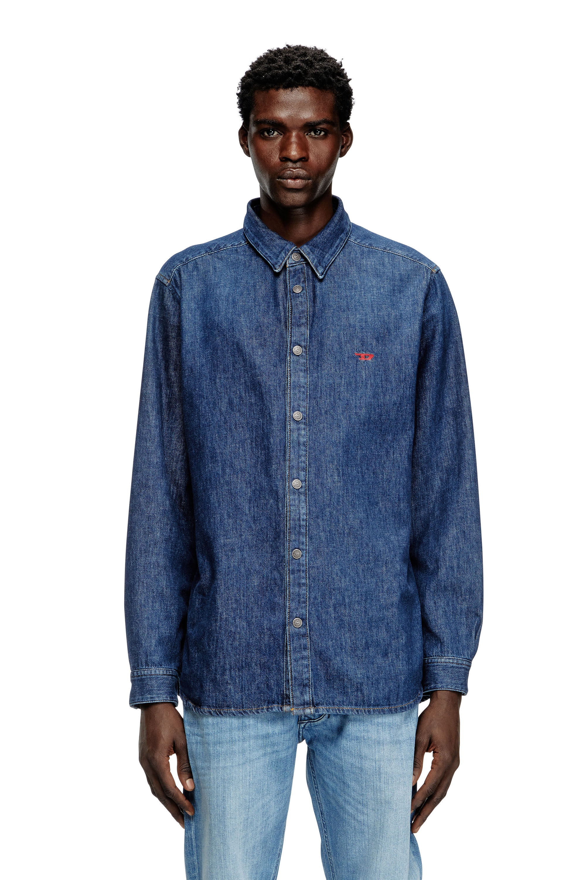 Diesel - D-SIMPLY, Herren Shirt aus Denim in Dunkelblau - 3