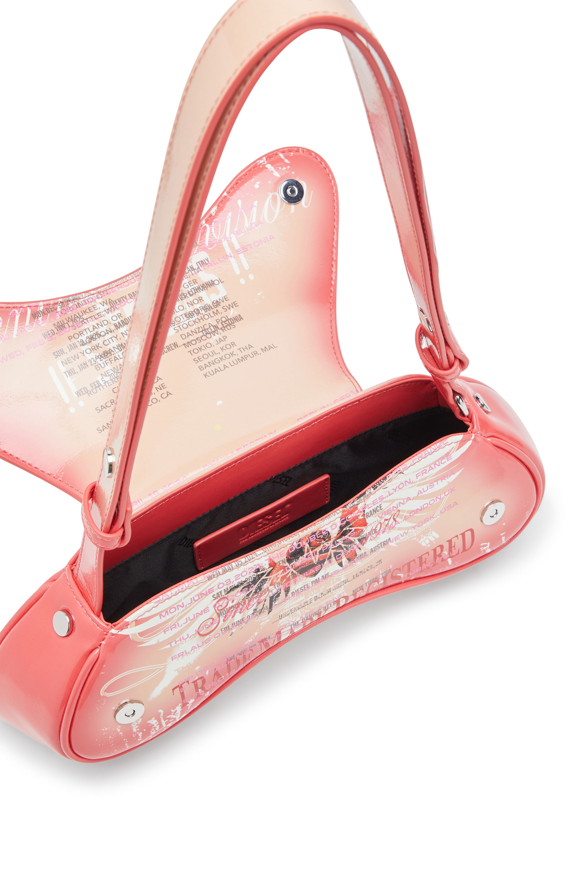 Diesel - PLAY CROSSBODY, Damen Play-Schultertasche mit glänzendem PU-Print in Rosa - 5