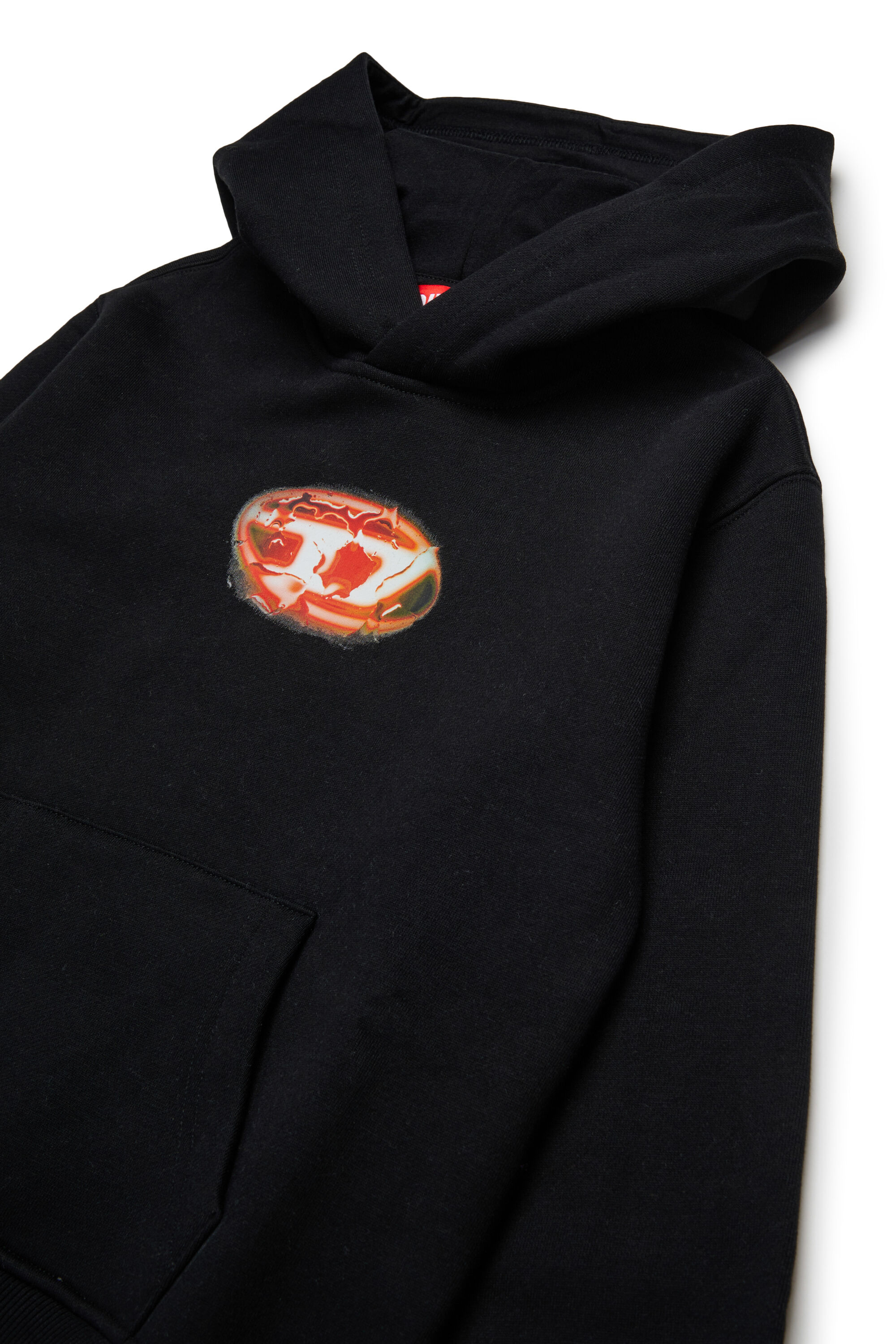 Diesel - SBOXTHOODK3 OVER, Herren Baumwoll-Sweatshirt mit Kängurutasche in Schwarz - 3