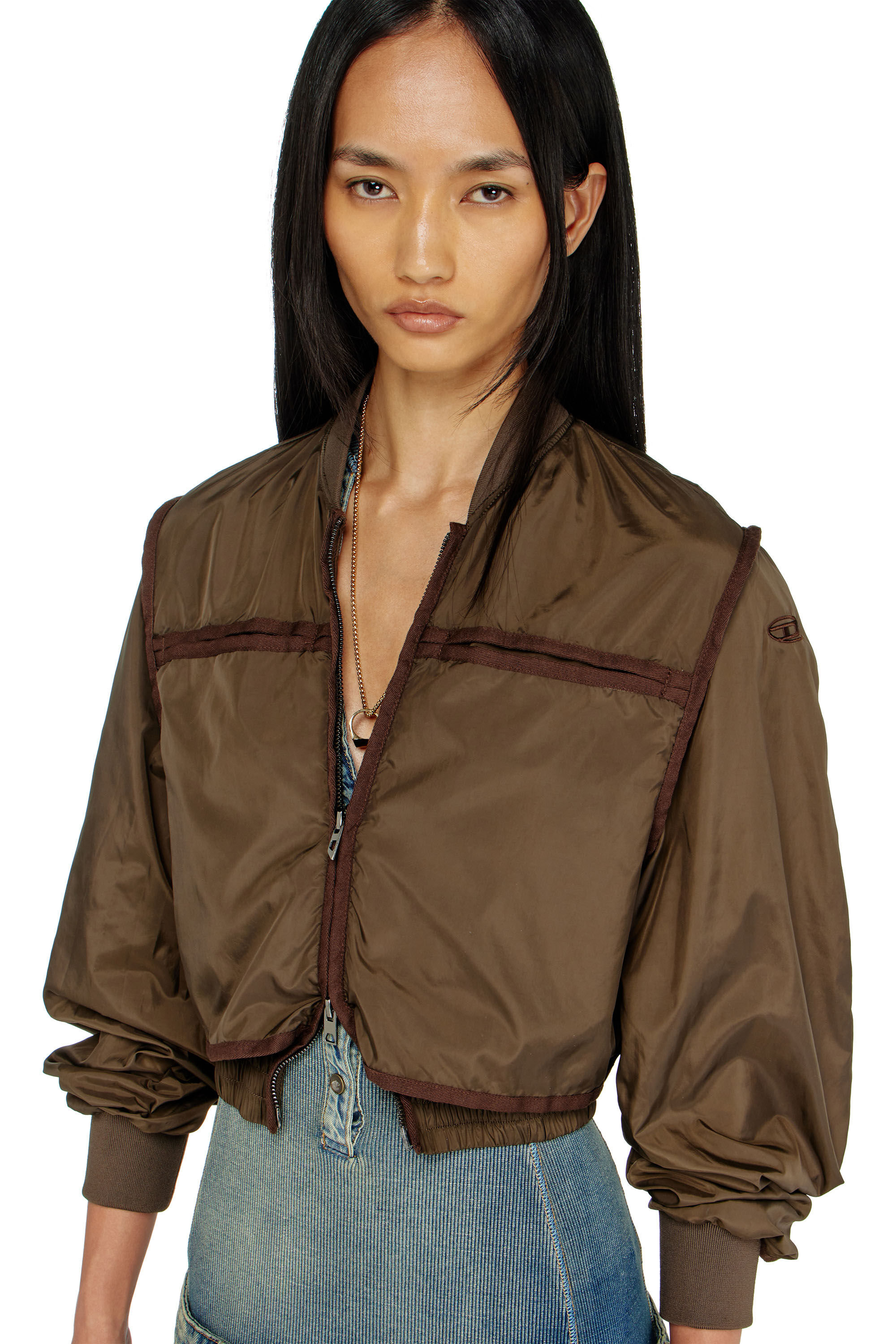 Diesel - G-OTHAM, Damen Nylonjacke mit tonalem Tape in Braun - 6