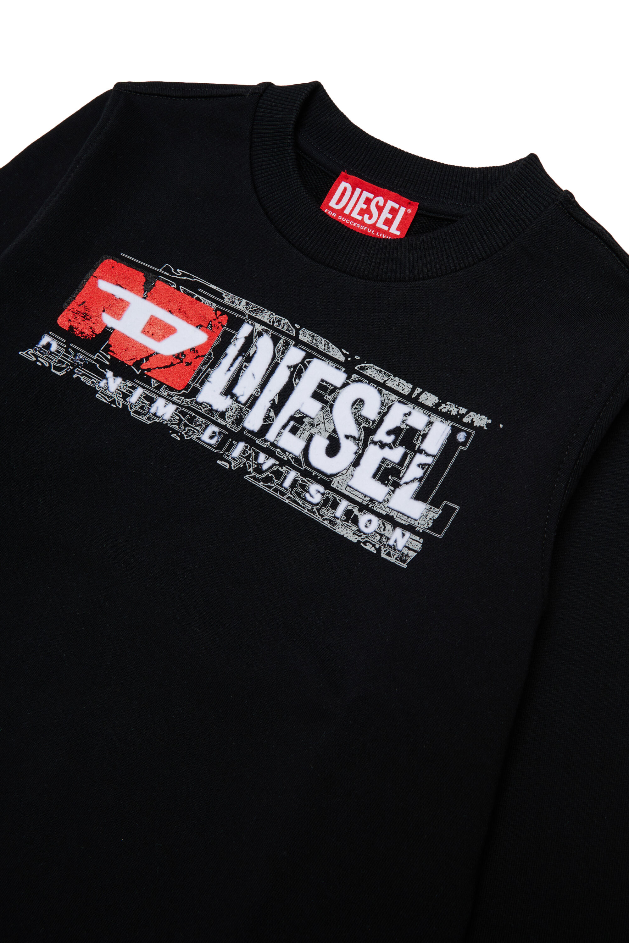 Diesel - SLOMIX, Herren Sweatshirt mit logo im distressed-look in Schwarz - 3