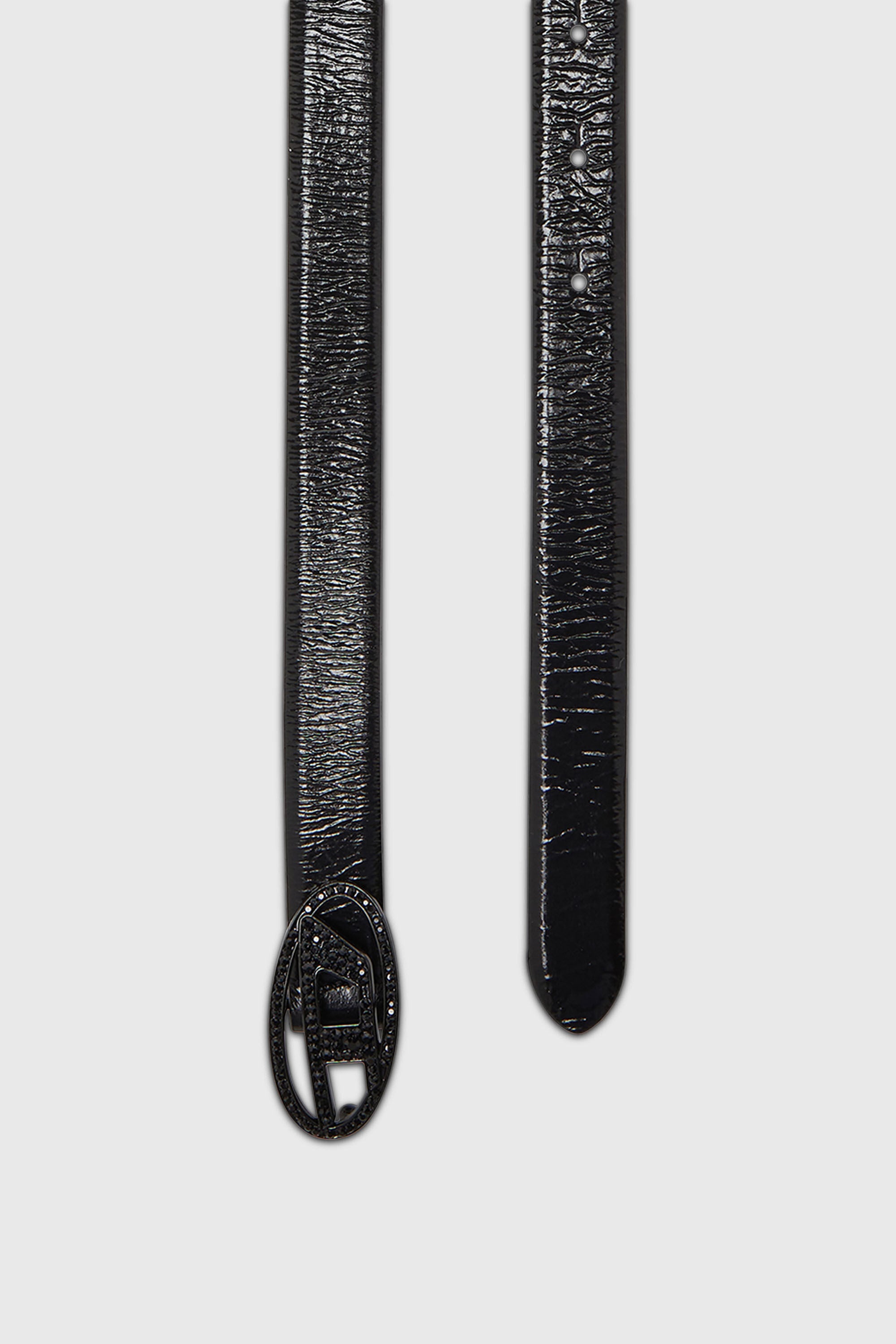 Diesel - B-1DR STRASS 20, Damen 2 cm breiter Lederg&uuml;rtel mit Kristallschlie&szlig;e in Schwarz - 2