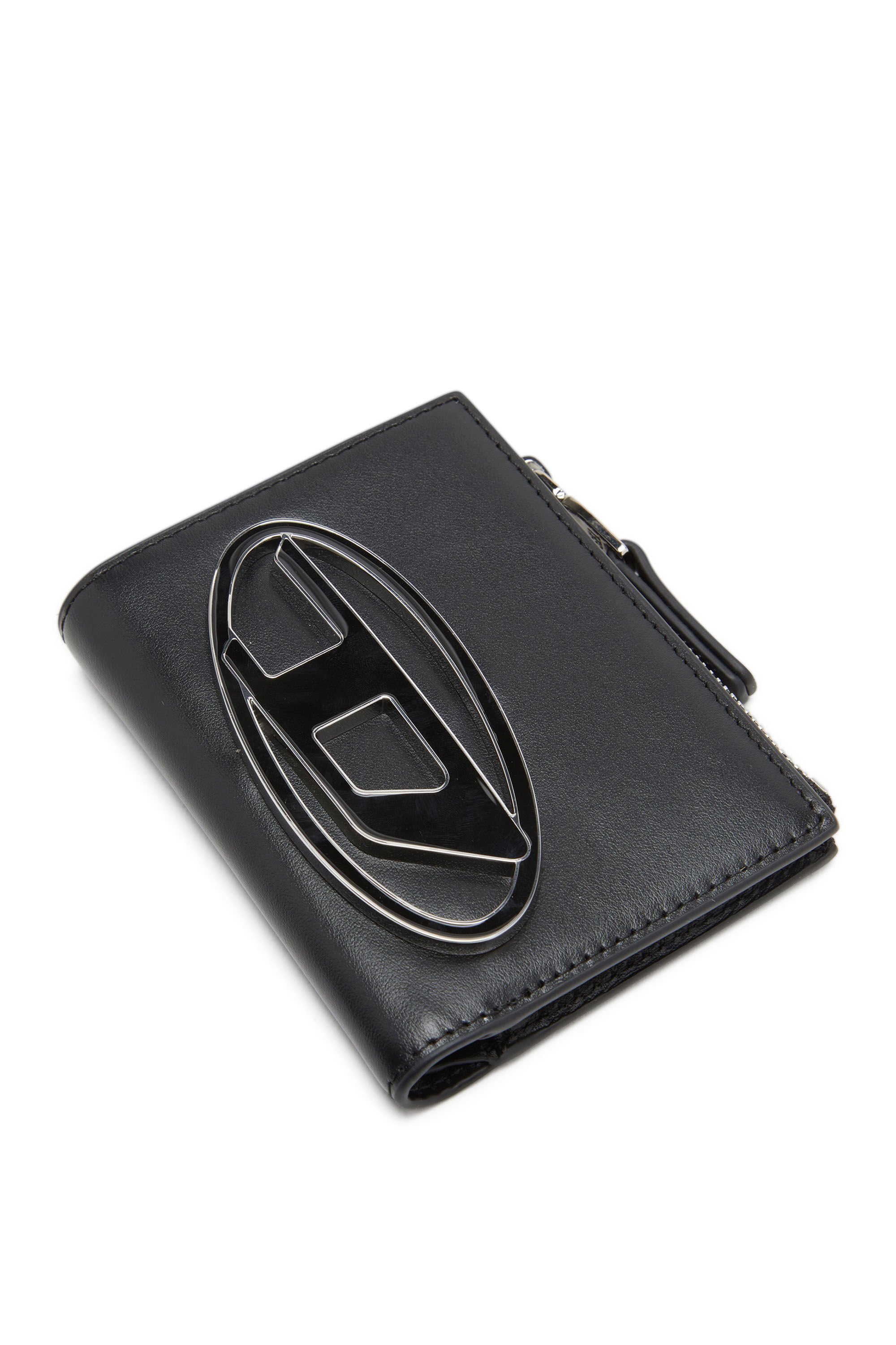 Diesel - 1DR BI-FOLD ZIP II, Damen Kleines Portemonnaie aus Leder mit Logo-Plakette in Schwarz - Image 4