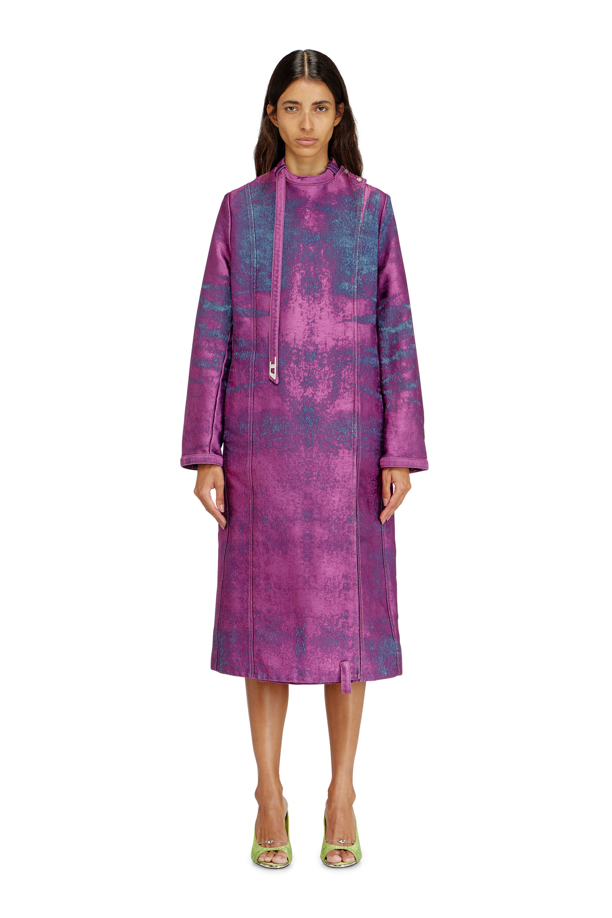 Diesel - DE-DELGAR-FSI, Damen Mantel aus farbigem Satindenim in Violett - 1