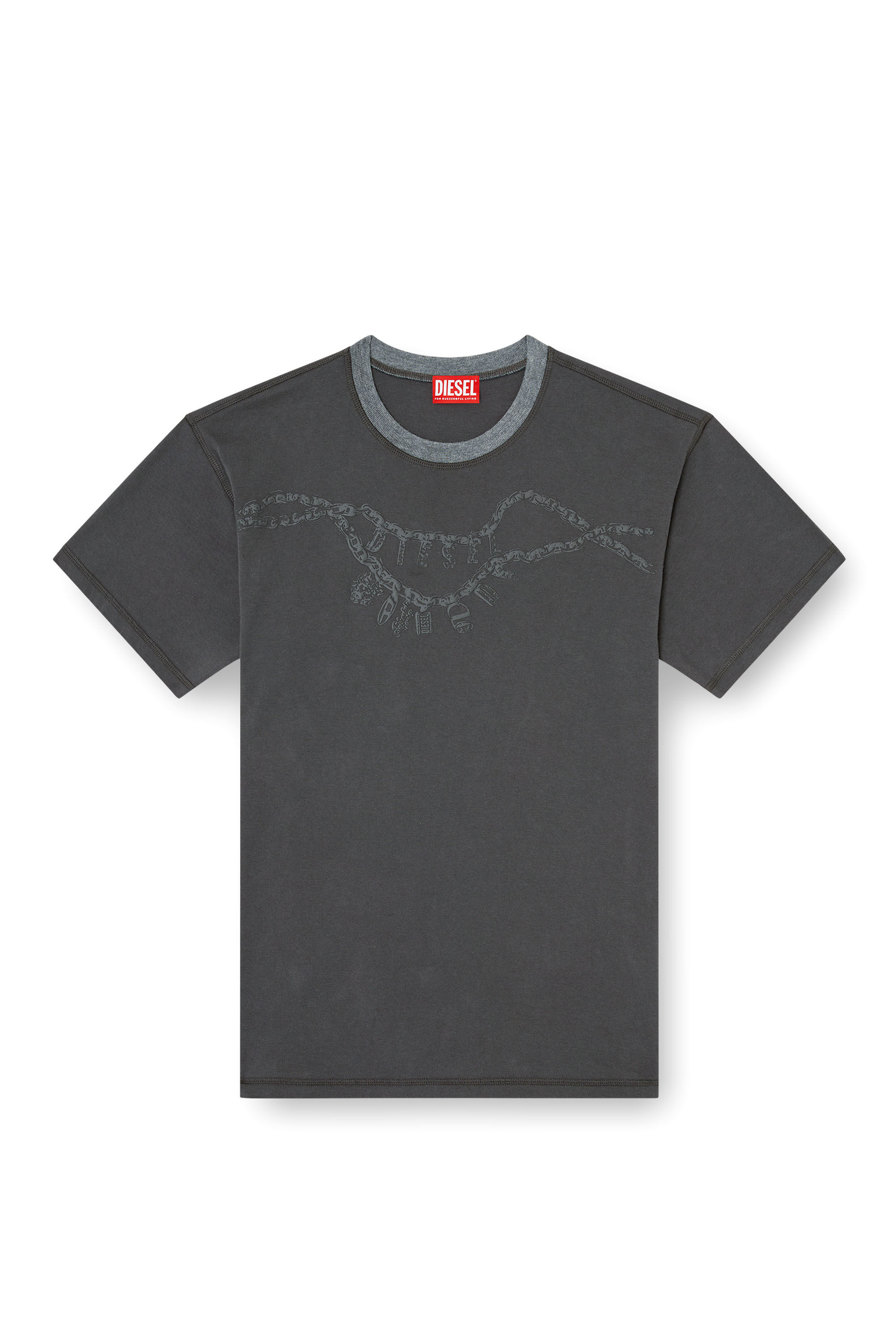 Diesel - T-NORM-HOSHI, Unisex T-Shirt mit Anhänger-Halskette-Print in Dunkelgrau - 2