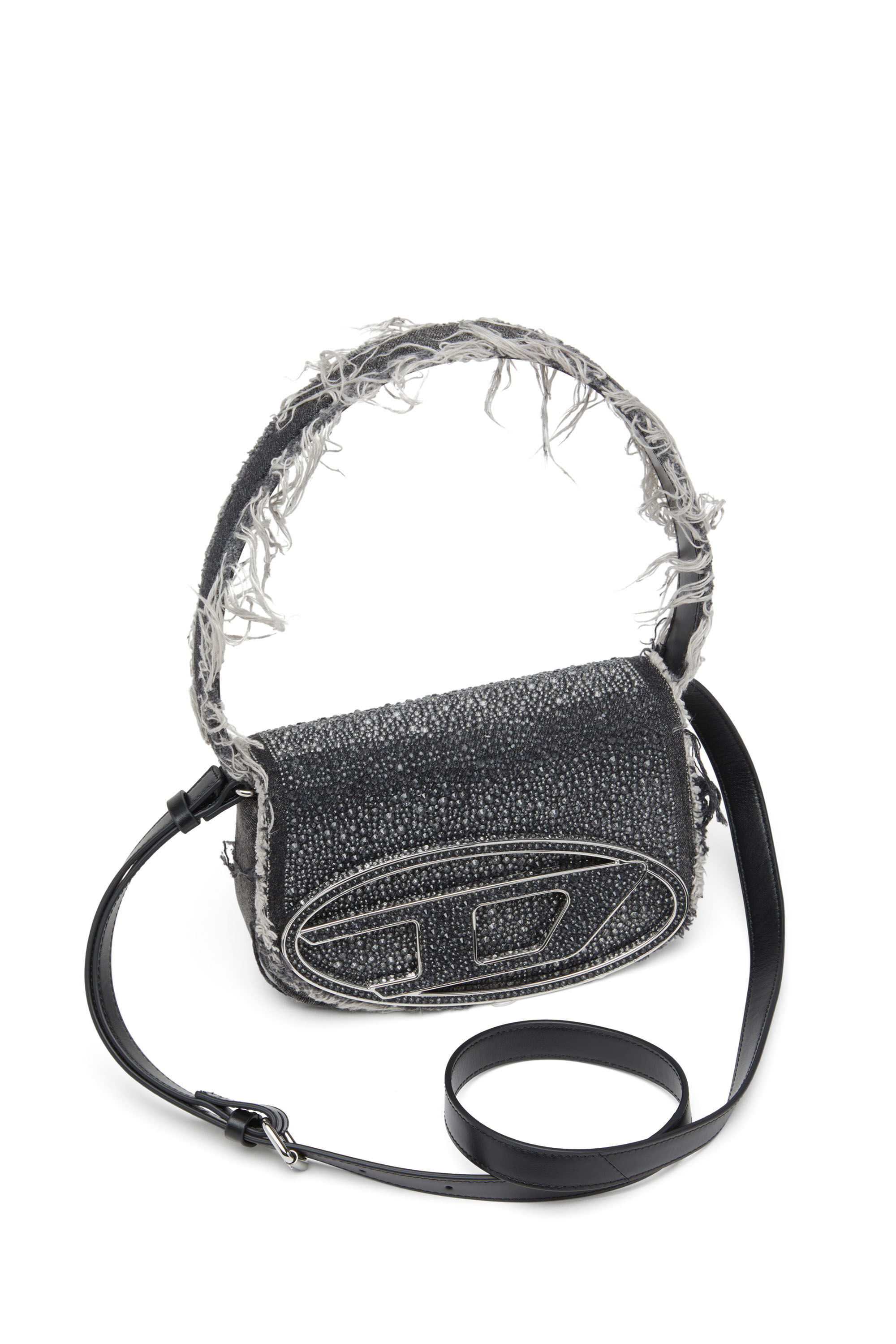 Diesel - 1DR, Damen 1DR-Ikonische Schultertasche aus Denim mit Strass in Schwarz - 2