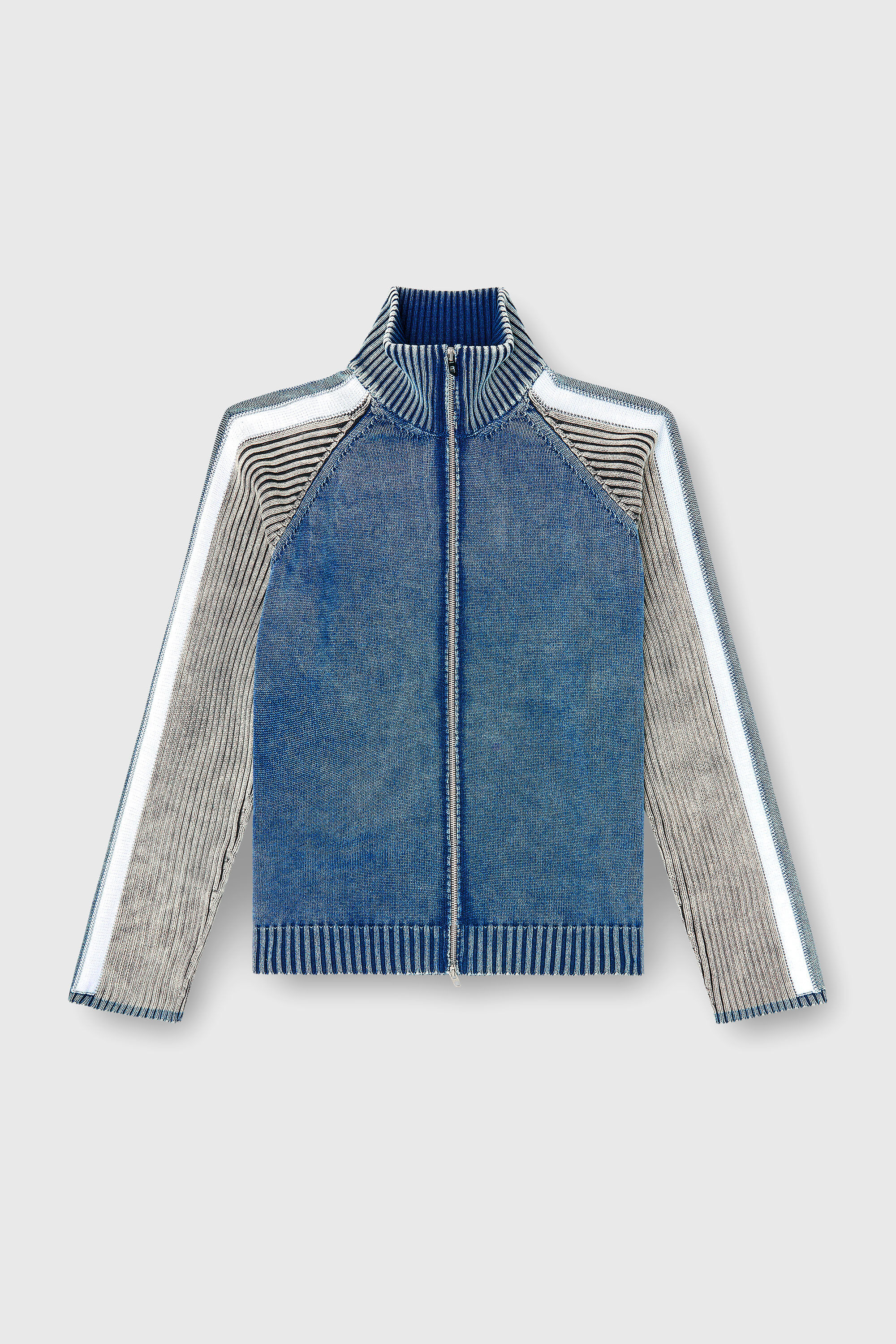Diesel - K-HERONIMO, Herren Rei&szlig;verschluss-Cardigan mit sportlichen Streifen in Blau/Grau - 2