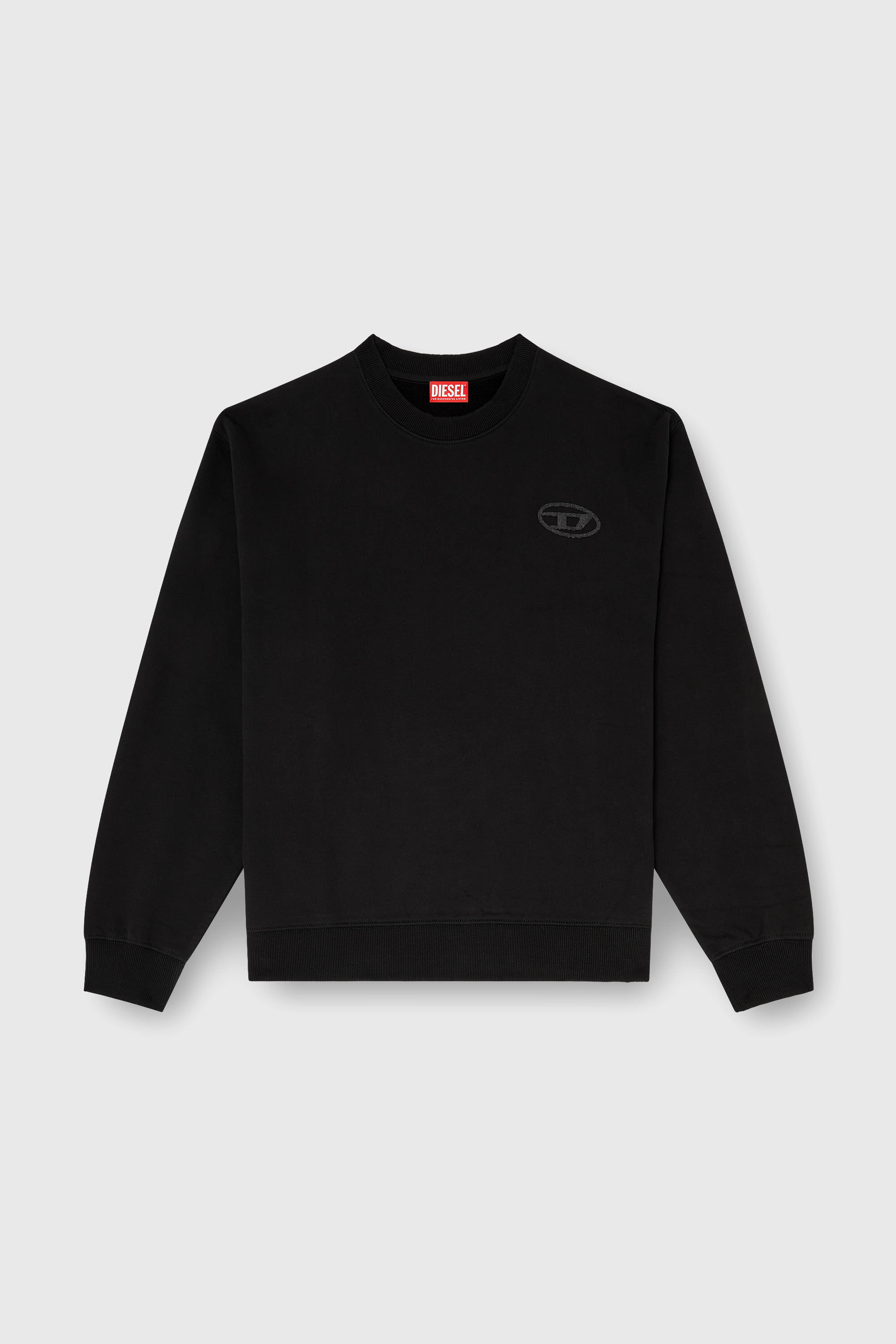 Diesel - S-LUK-R-T92, Herren Pullover aus Baumwolle mit tonalem Oval D Logo-Stickerei in Schwarz - 2