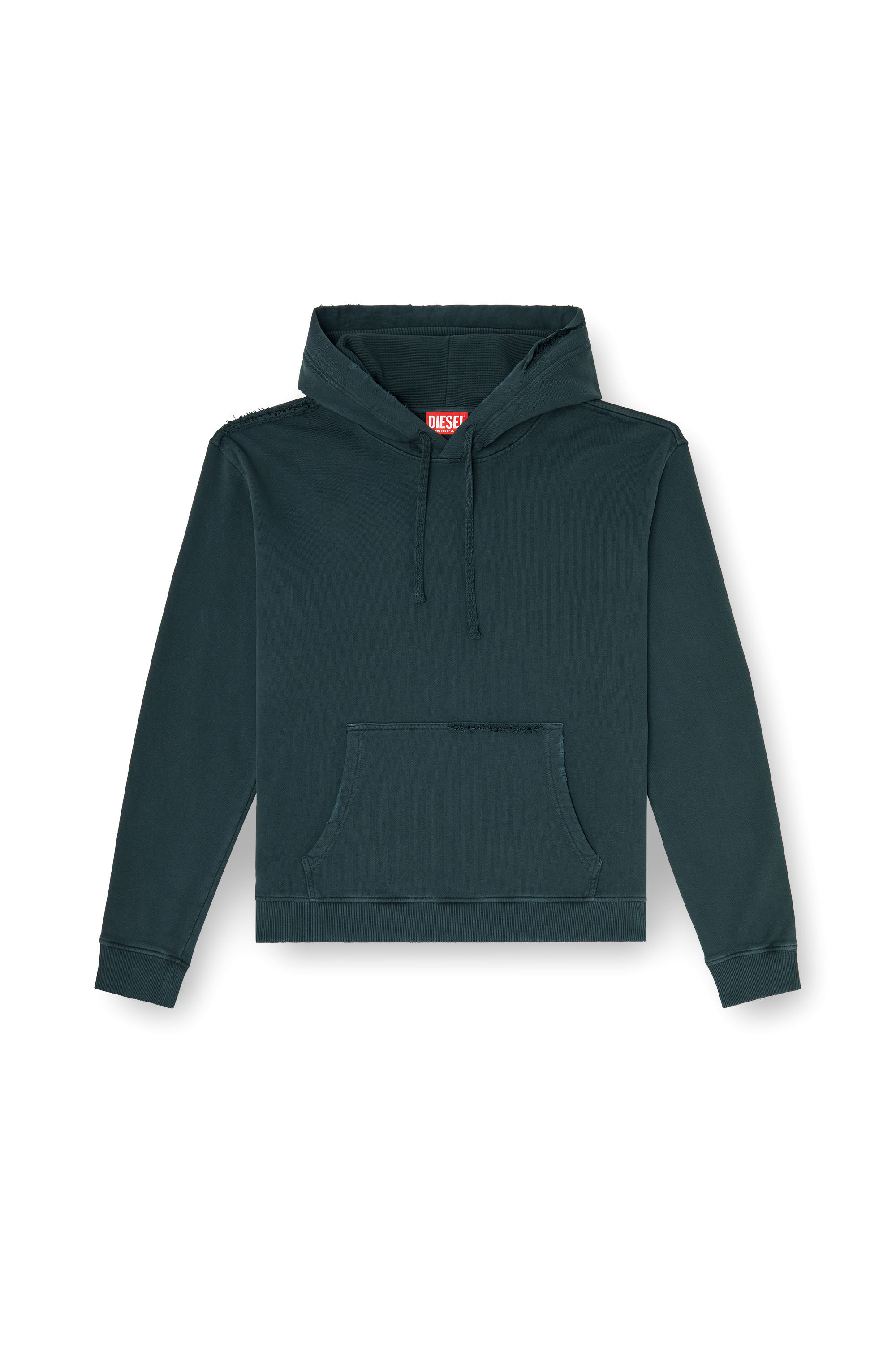 Diesel - S-NORM-HOOD-CRYSTALS, Herren Hoodie mit Rissen und Kristalldetails in Dunkelgr&uuml;n - 2