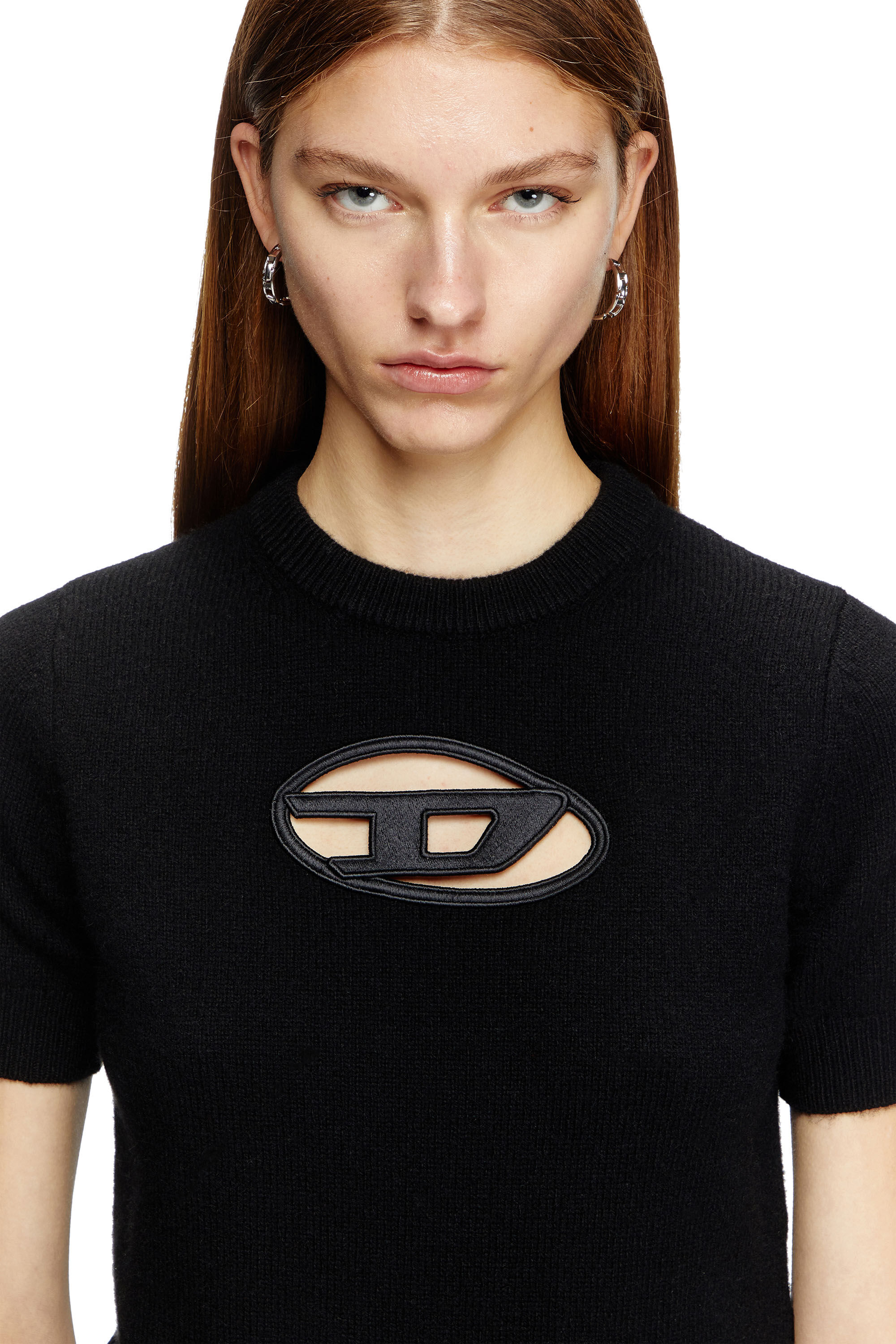Diesel - M-ARGARIN-SS, Damen Kurzarm-Pullover aus Kaschmir-Mischgewebe in Schwarz - 5
