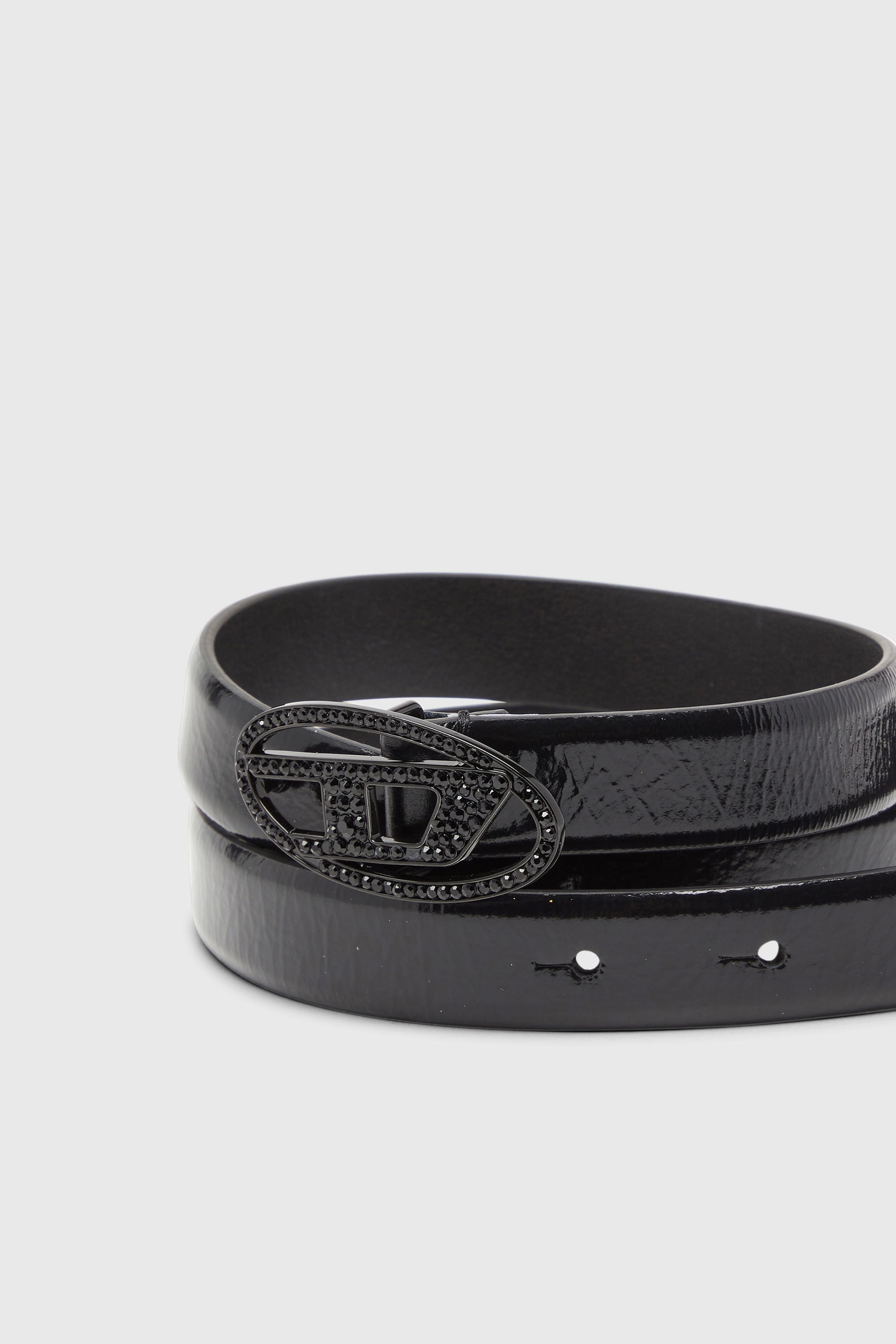 Diesel - B-1DR STRASS 20, Damen 2 cm breiter Lederg&uuml;rtel mit Kristallschlie&szlig;e in Schwarz - 3