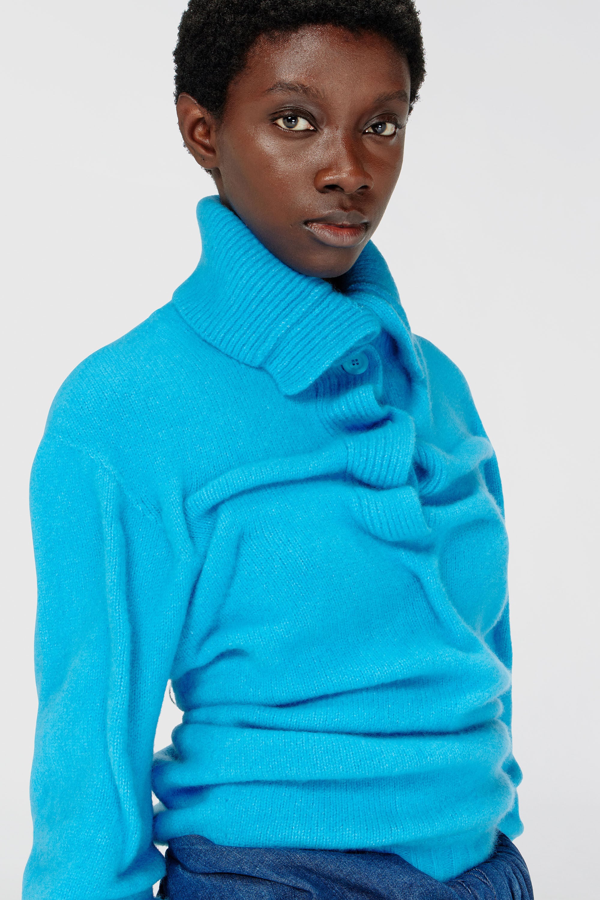 Diesel - M-AMARY, Damen Pullover mit Knopfleiste aus gekochtem, zerknittertem Strick in null - 5