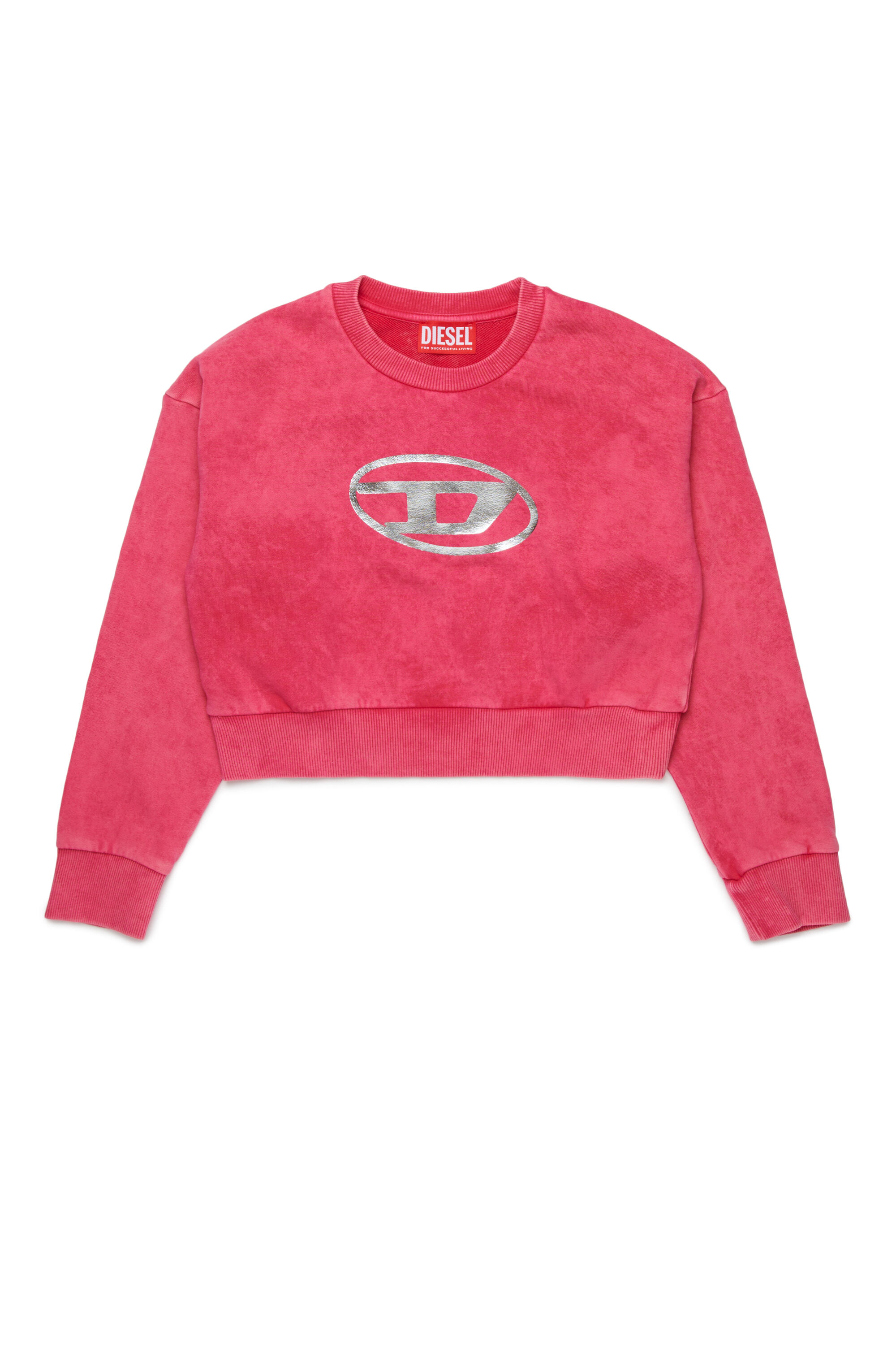 Diesel - SLEMPY, Damen Marmoriertes Sweatshirt mit Metallic-Logo in Rosa - 1