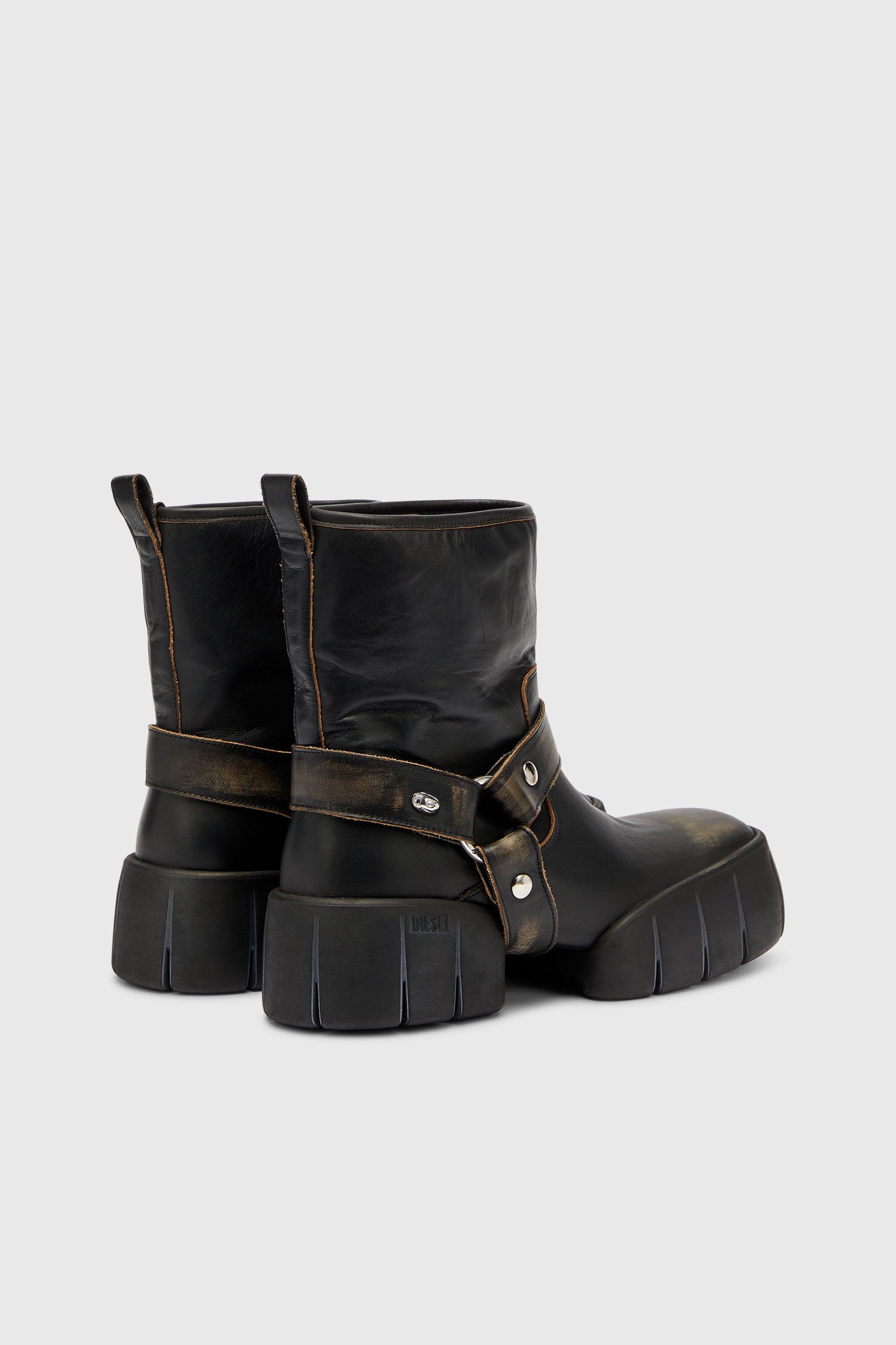 Diesel - D-TEX TU, Herren D-Tex - Biker-Boots aus distressed Leder in Dunkelbraun - 3