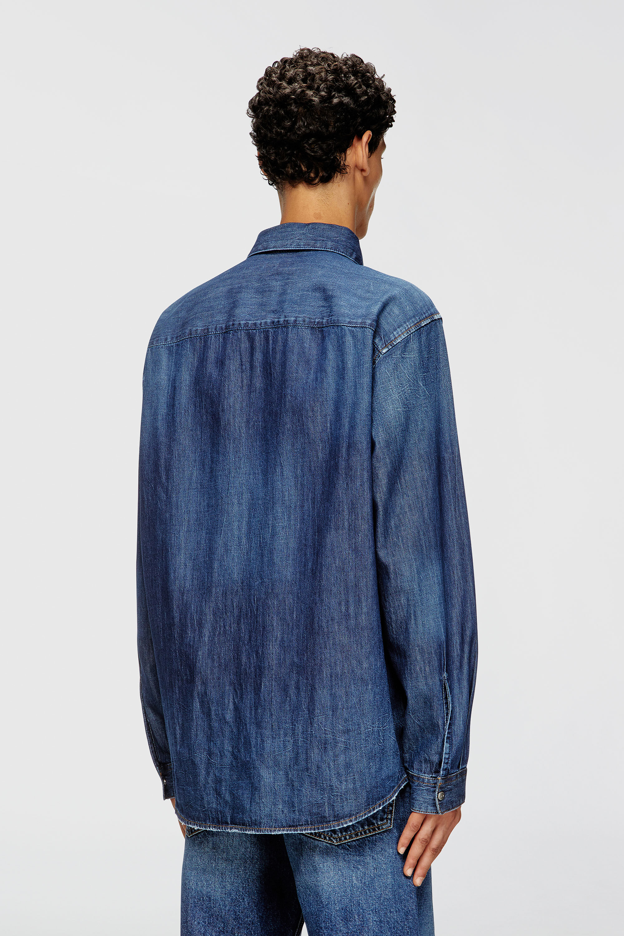 Diesel - D-SIMPLY, Herren Denimhemd mit gesticktem Logo in Mittelblau - 4