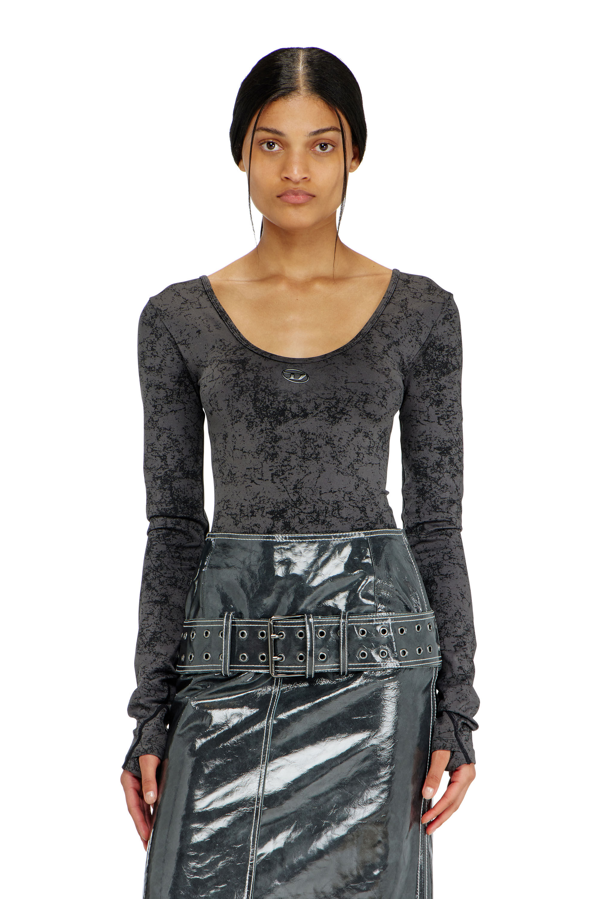 Diesel - IONNA-UTLT, Damen R&uuml;ckenfreier Bodysuit mit utility-print in Schwarz - 4