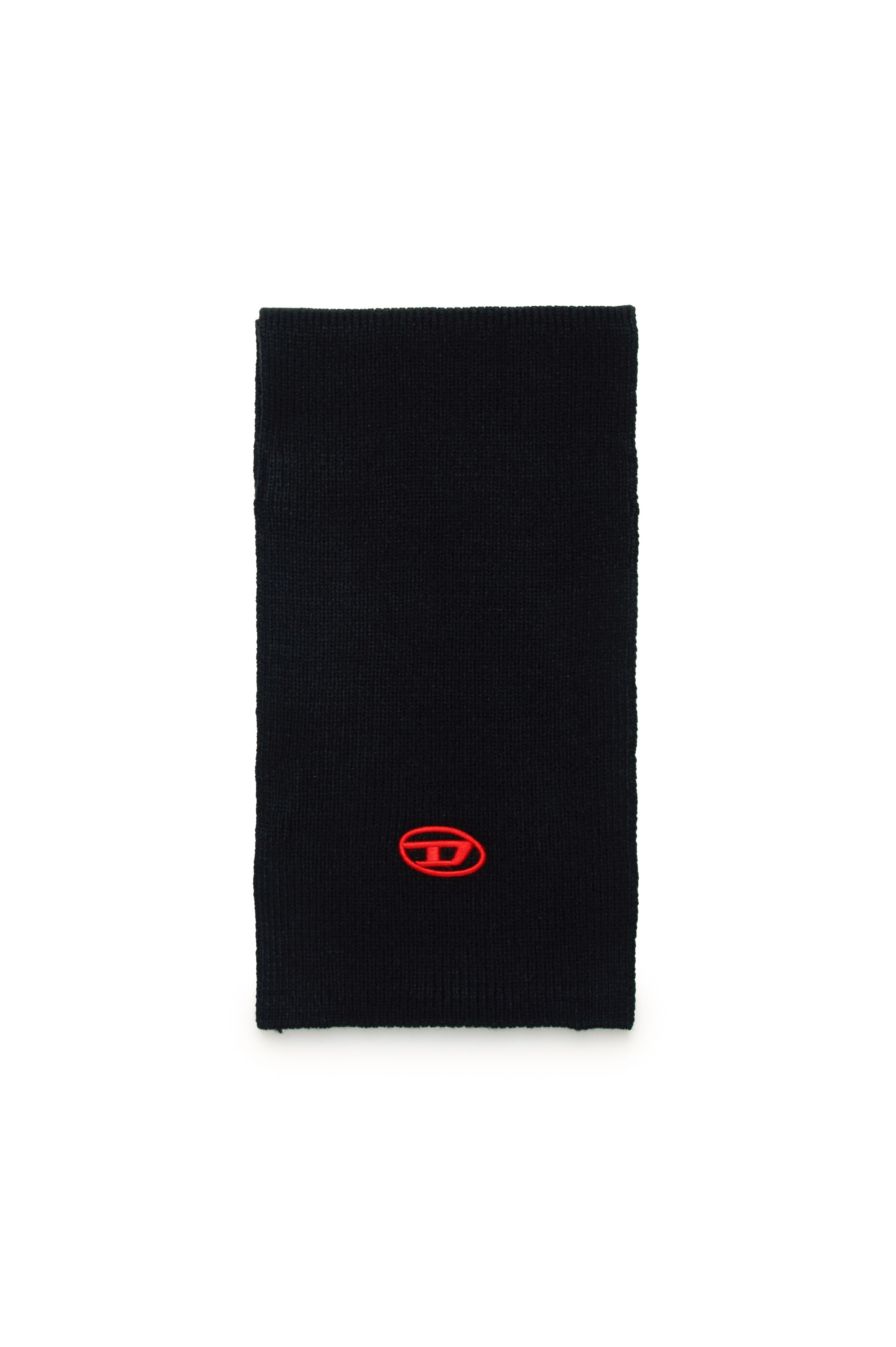 Diesel - RCODERTO, Unisex's Knitted scarf with Oval D embroidery in Black - 1