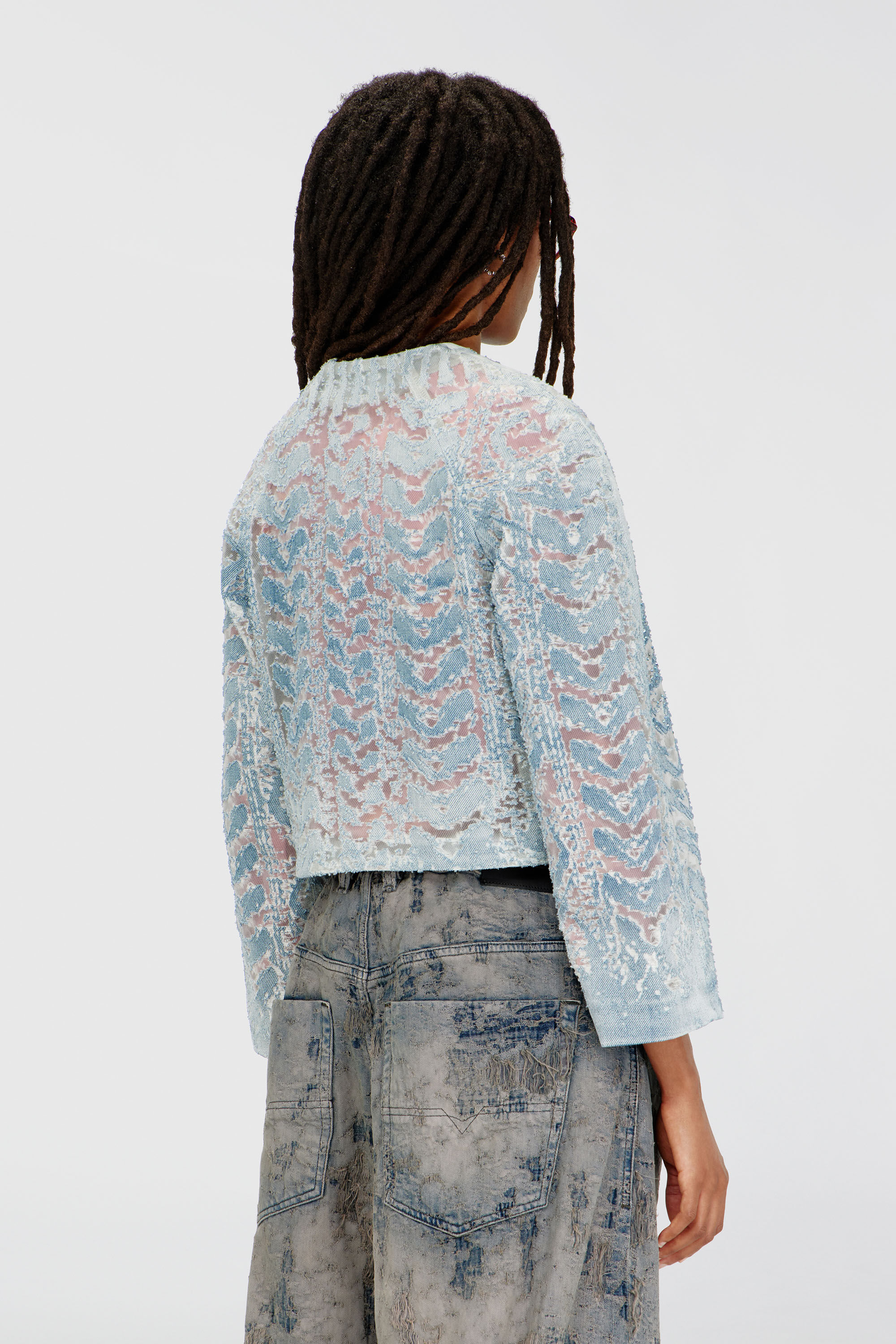 Diesel - DE-SOLIXIA-S, Damen Jacke aus microstone devor&eacute; denim in Hellblau - 4