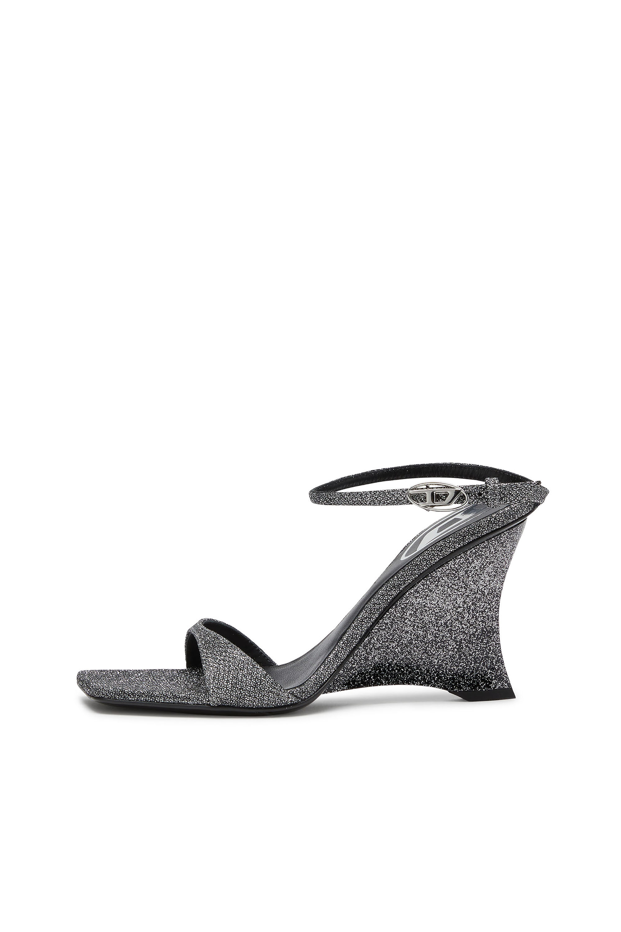 Diesel - D-AMBER SANDAL WEDGE, Damen D-Amber-Wedge Sandalen aus Lurexstoff in Silber - 8