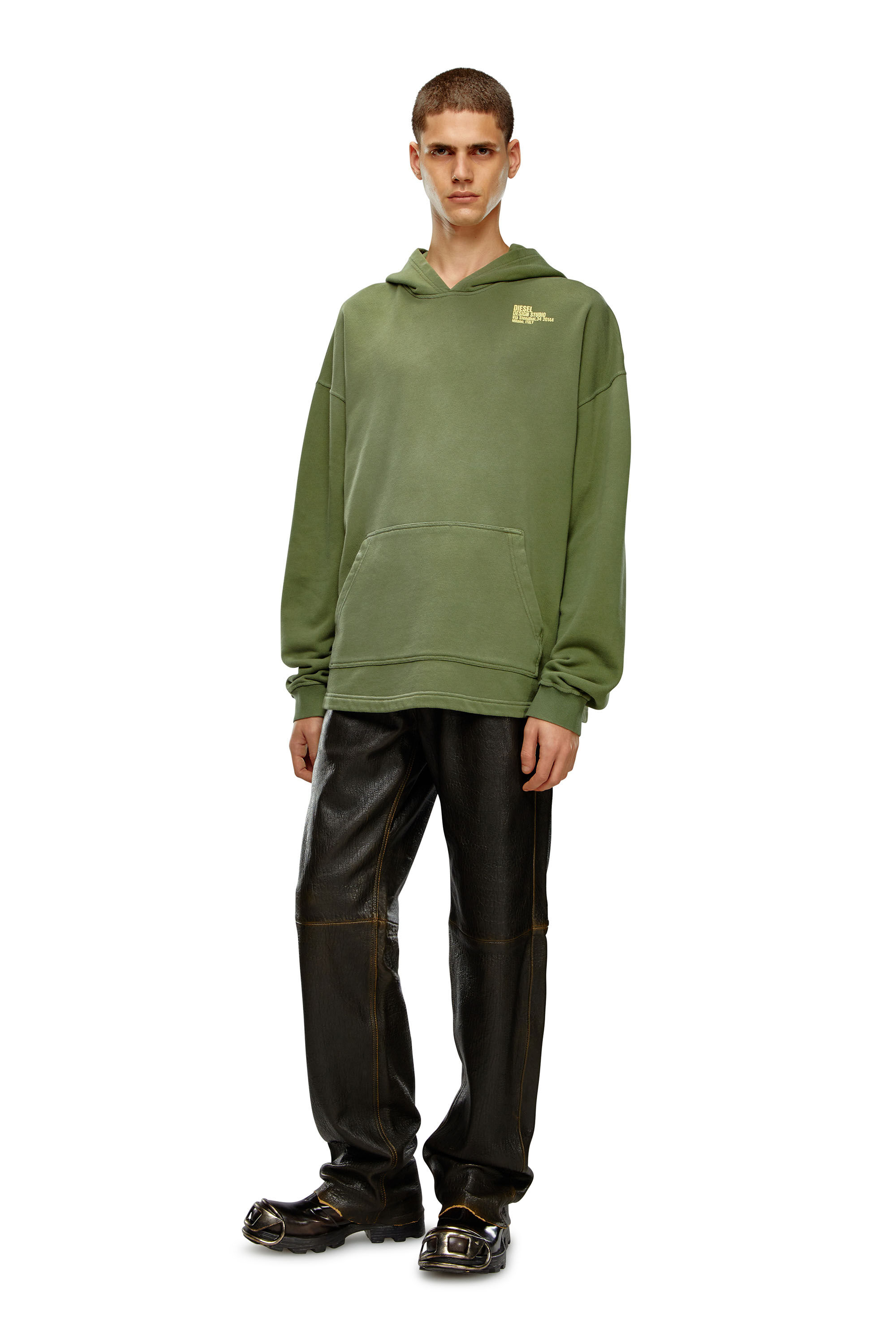 Diesel - S-BUNT-HOOD, Herren Hoodie mit Diesel Design Studio-Print in Olivgrün - 1