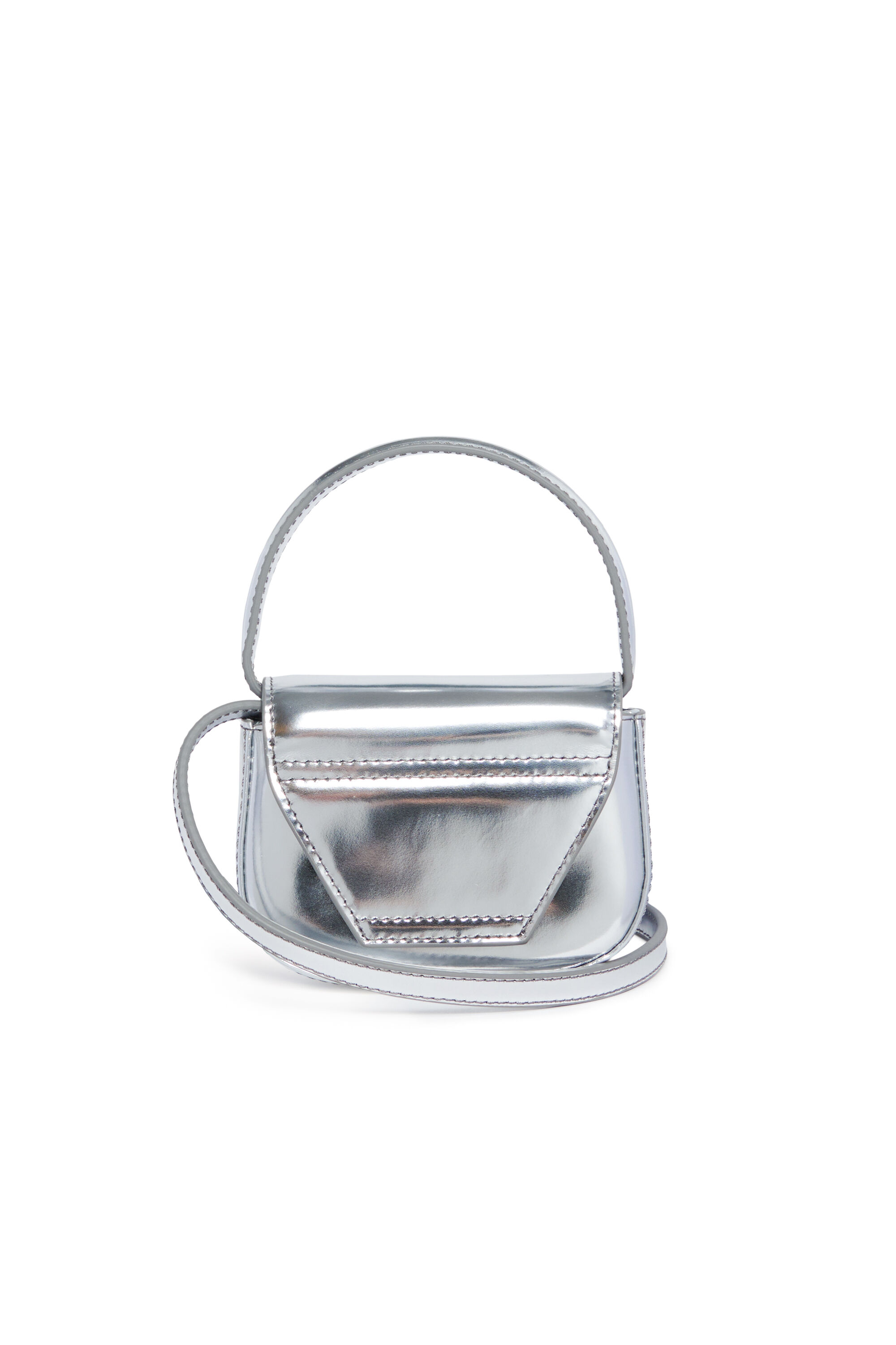 Diesel - 1DR XS, Damen Ikonische Minitasche aus mattem Metallic-Leder in Silber - 2
