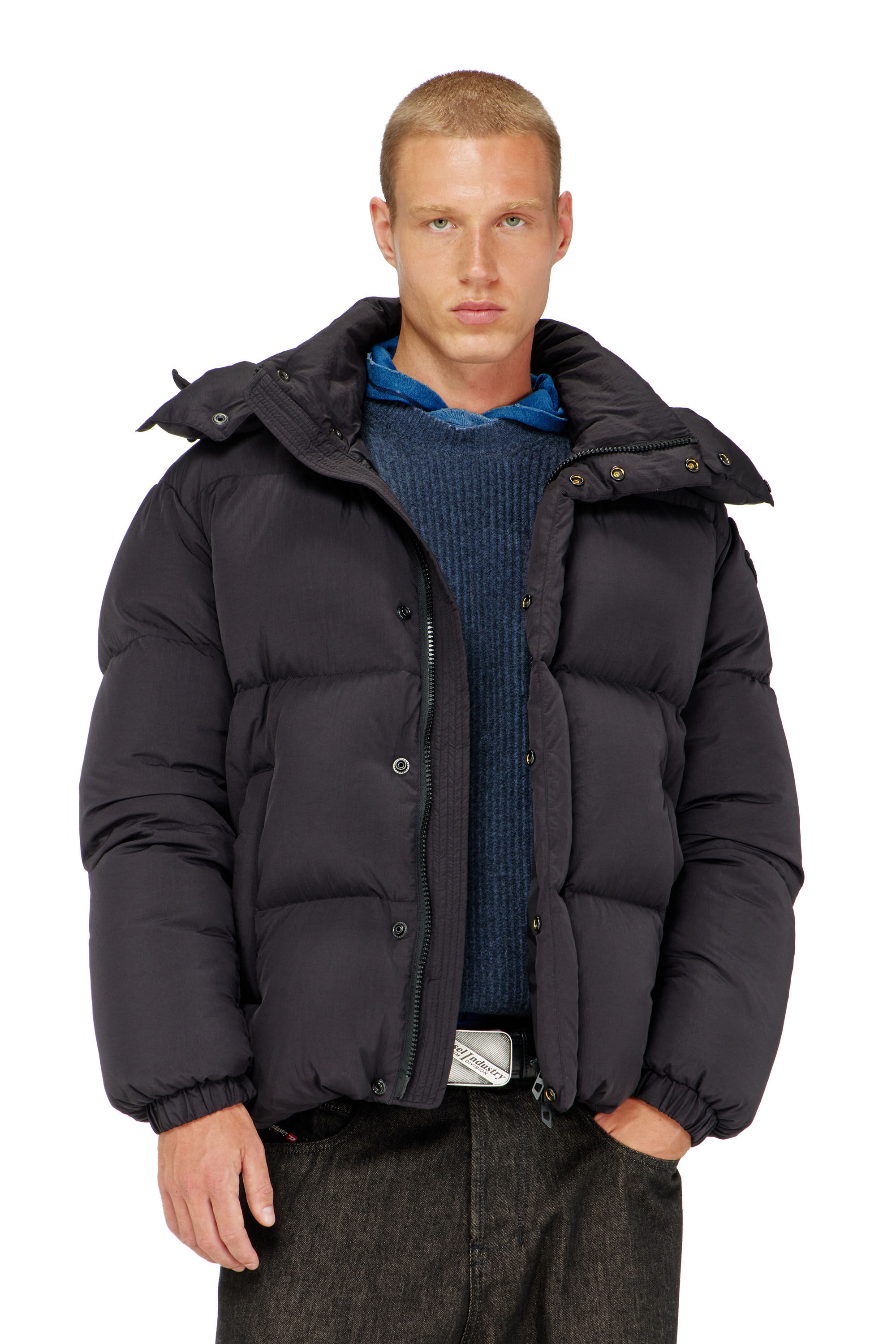 Diesel - W-ROLFYS-WRD, Herren Gesteppte Daunenjacke aus ViralOff&reg; Taslan in Dunkelgrau - 3