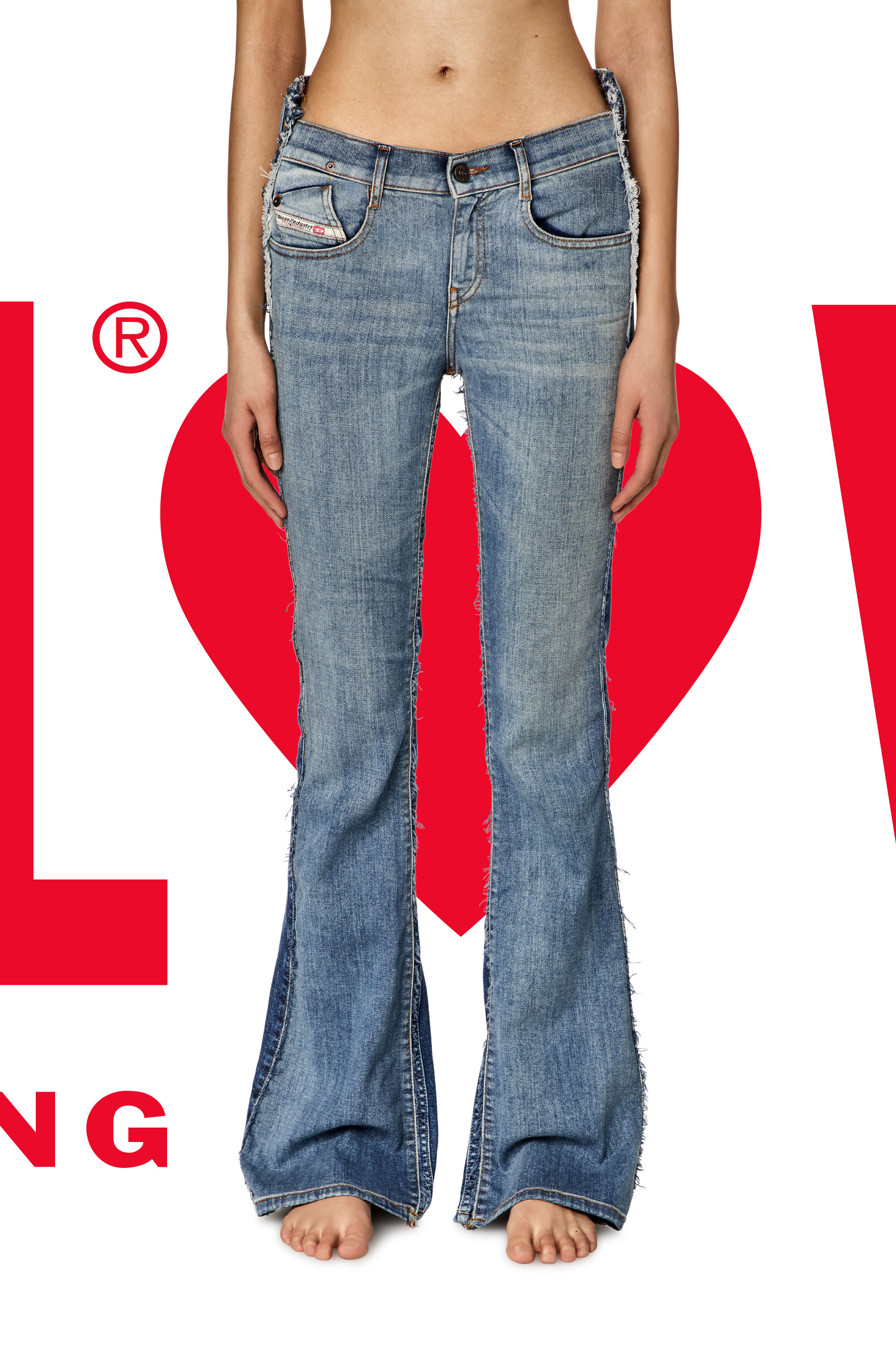 Diesel - Damen Bootcut Jeans Dieseloves 01 09K46, Mittelblau - 3