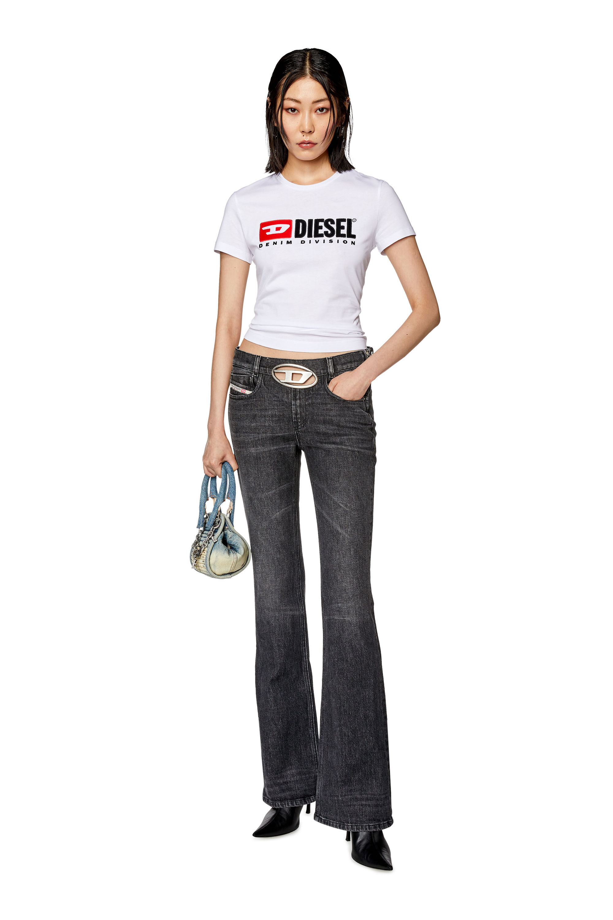 Diesel - T-SLI-DIV, Damen T-Shirt mit Diesel-Patches in Weiß - 1