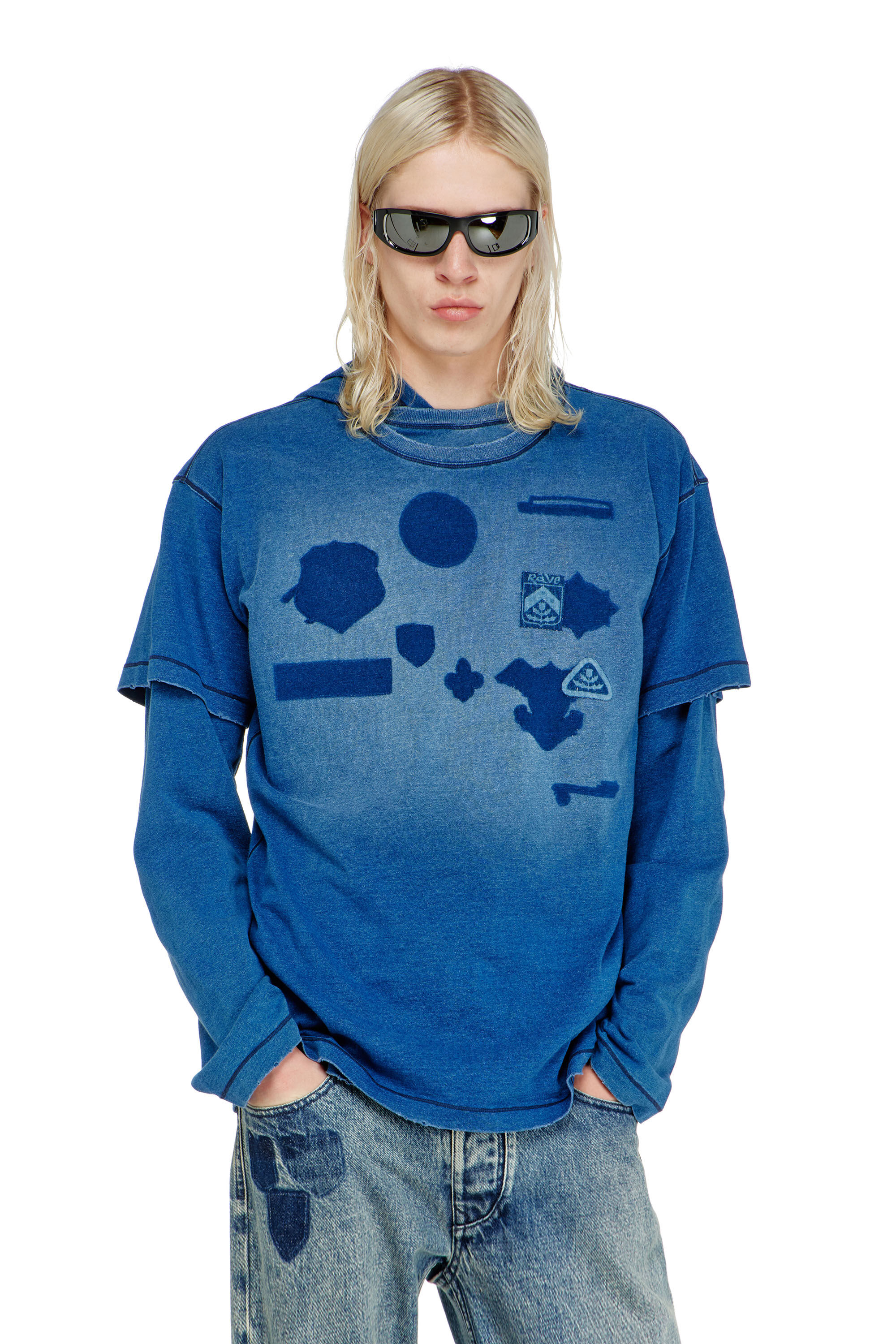 Diesel - T-NOX, Herren T-shirt mit patches mit schatteneffekt in null - 3