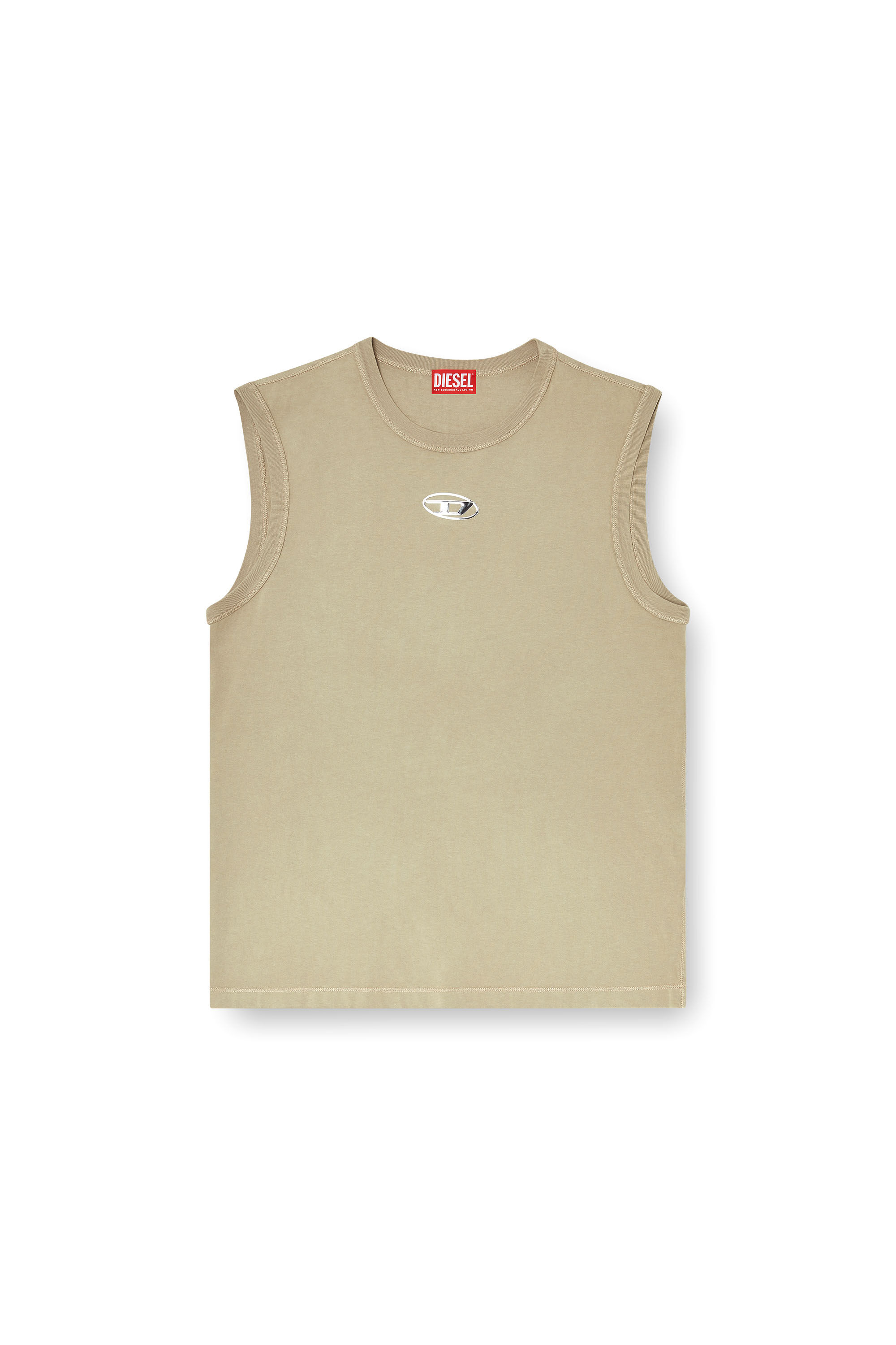Diesel - T-BISCO-IOD, Herren Baumwoll-Tanktop mit ovalem D-Logo in Metallic-Optik in null - 2