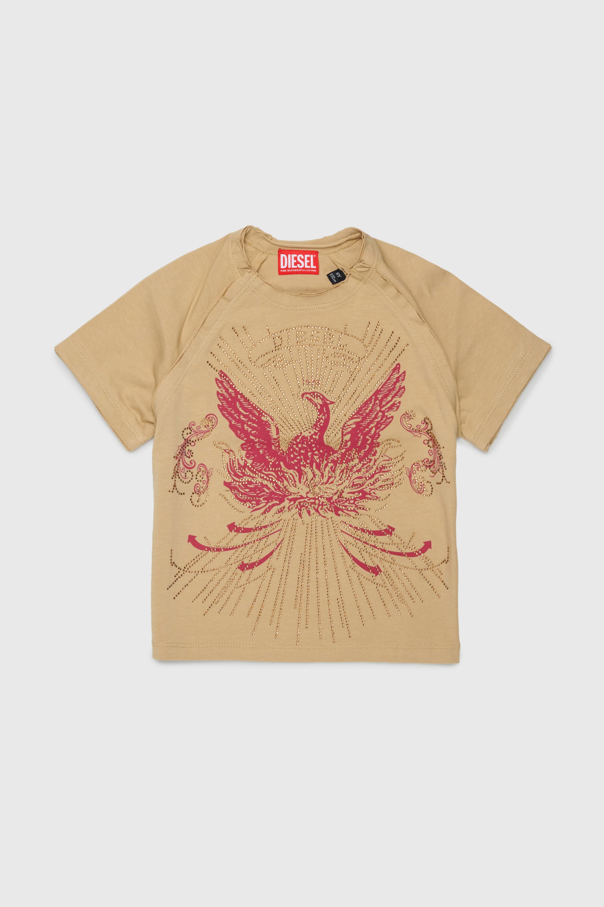 Diesel - TAROWEENA, Damen T-Shirt mit verziertem Ph&ouml;nix-Motiv in Braun - 1