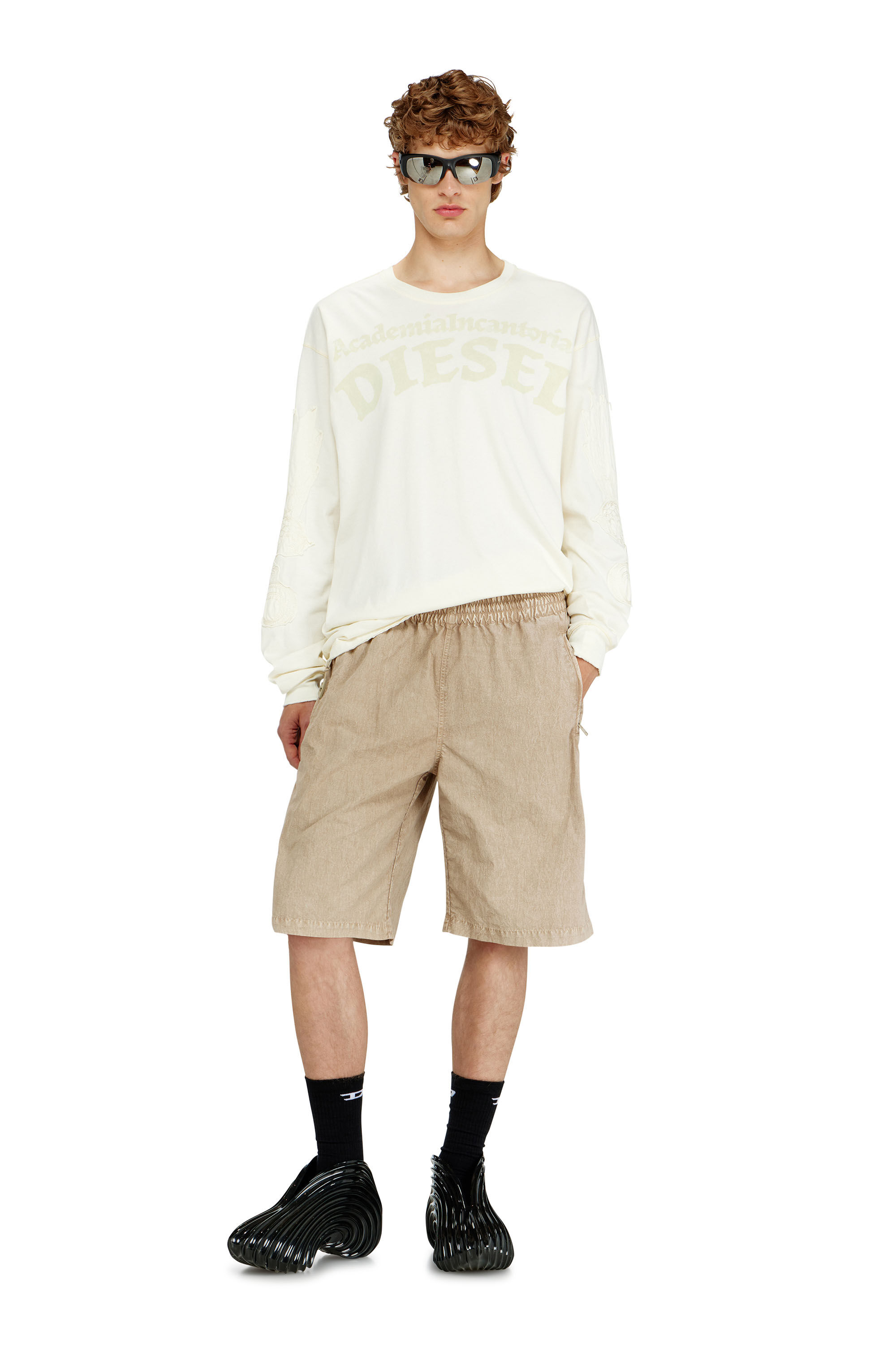 Diesel - P-THECK-SHORT-PLBH, Herren Behandelte Nylon-Shorts in Beige - 1