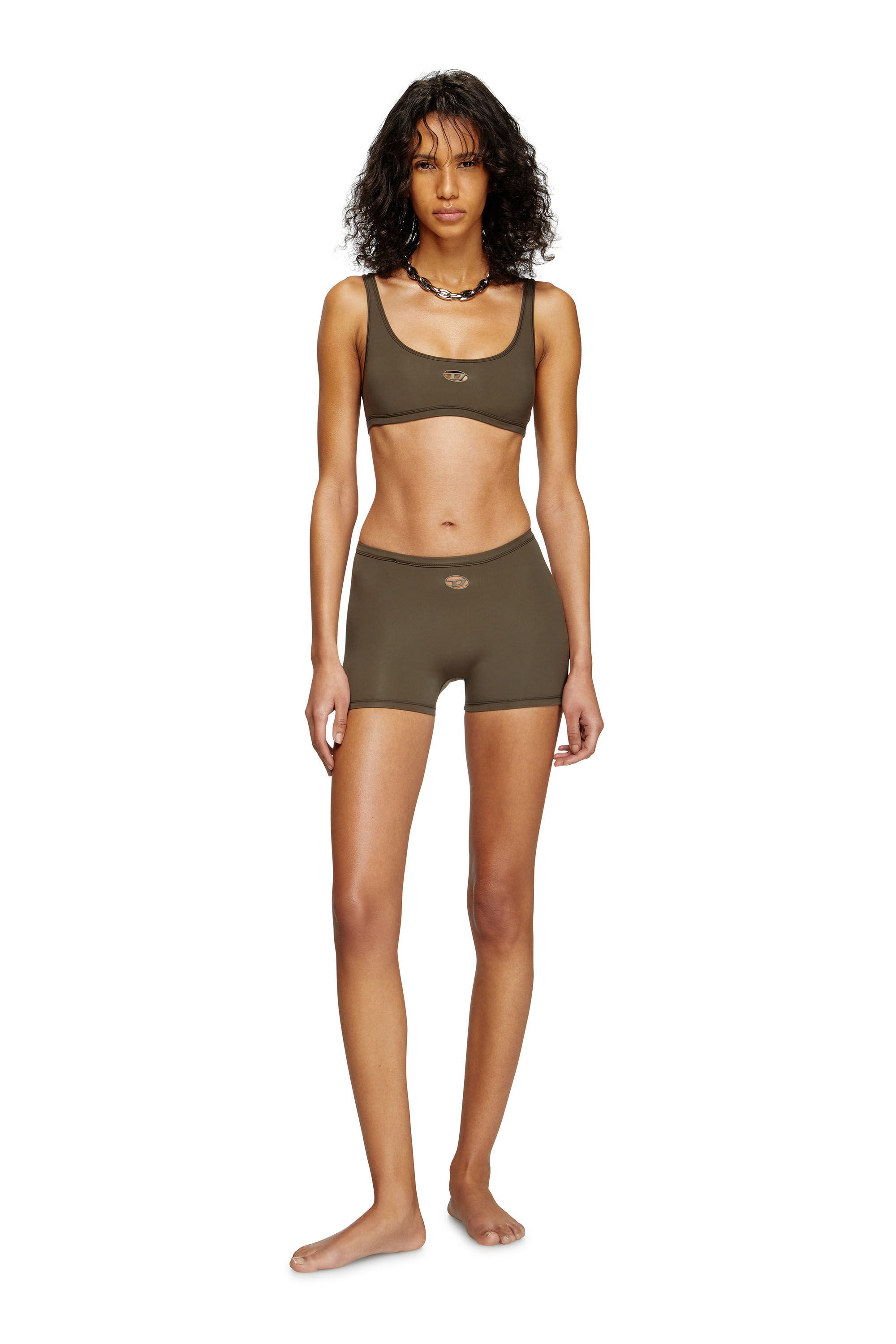 Diesel - CHELSEA-UTLT, Damen Sport-BH mit Cutout-Logo in Braun - 1