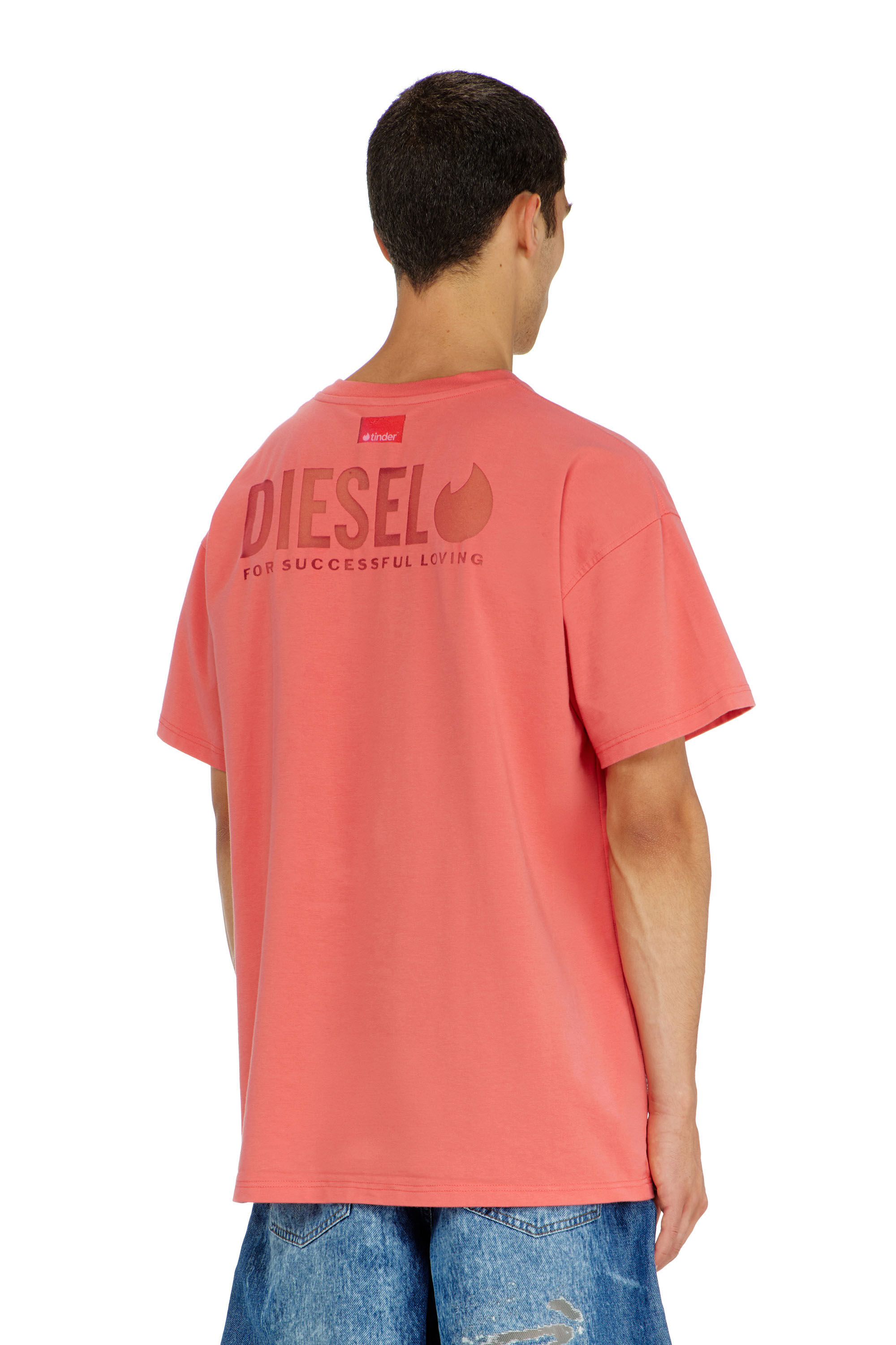 Diesel - PR-T-NORM-CHITIND-R, Unisex T-Shirt mit transparentem Logo auf der R&uuml;ckseite in Korallrosa - 4