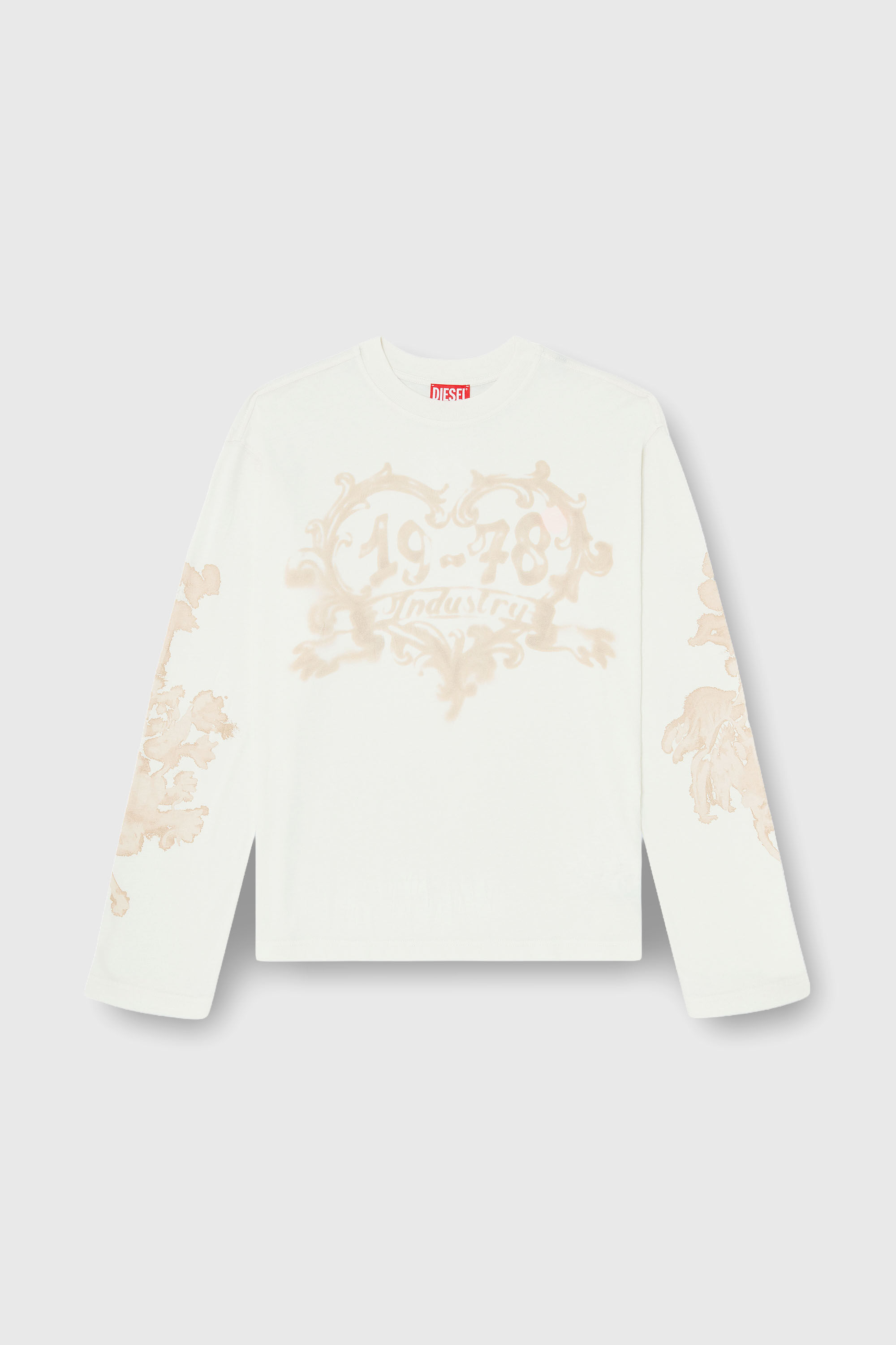 Diesel - T-HILARY-LS-AA1, Damen Langarmshirt aus Baumwolle mit Grafikprint in Weiss/Rosa - 2