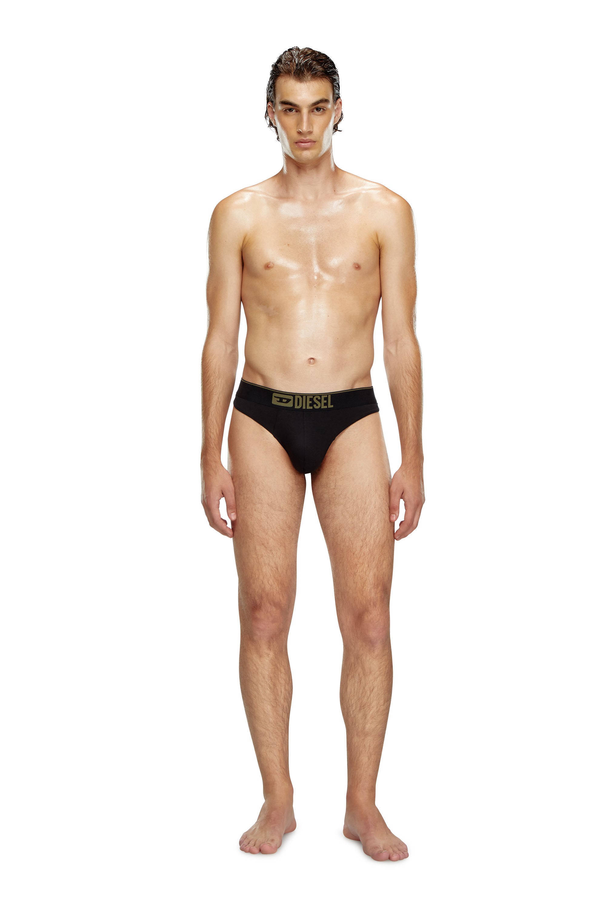 Diesel - UMBR-STRINGTWOPACK, Herren Einfarbiger String und Camouflage-String im Zweierpack in Schwarz/Grün - 1