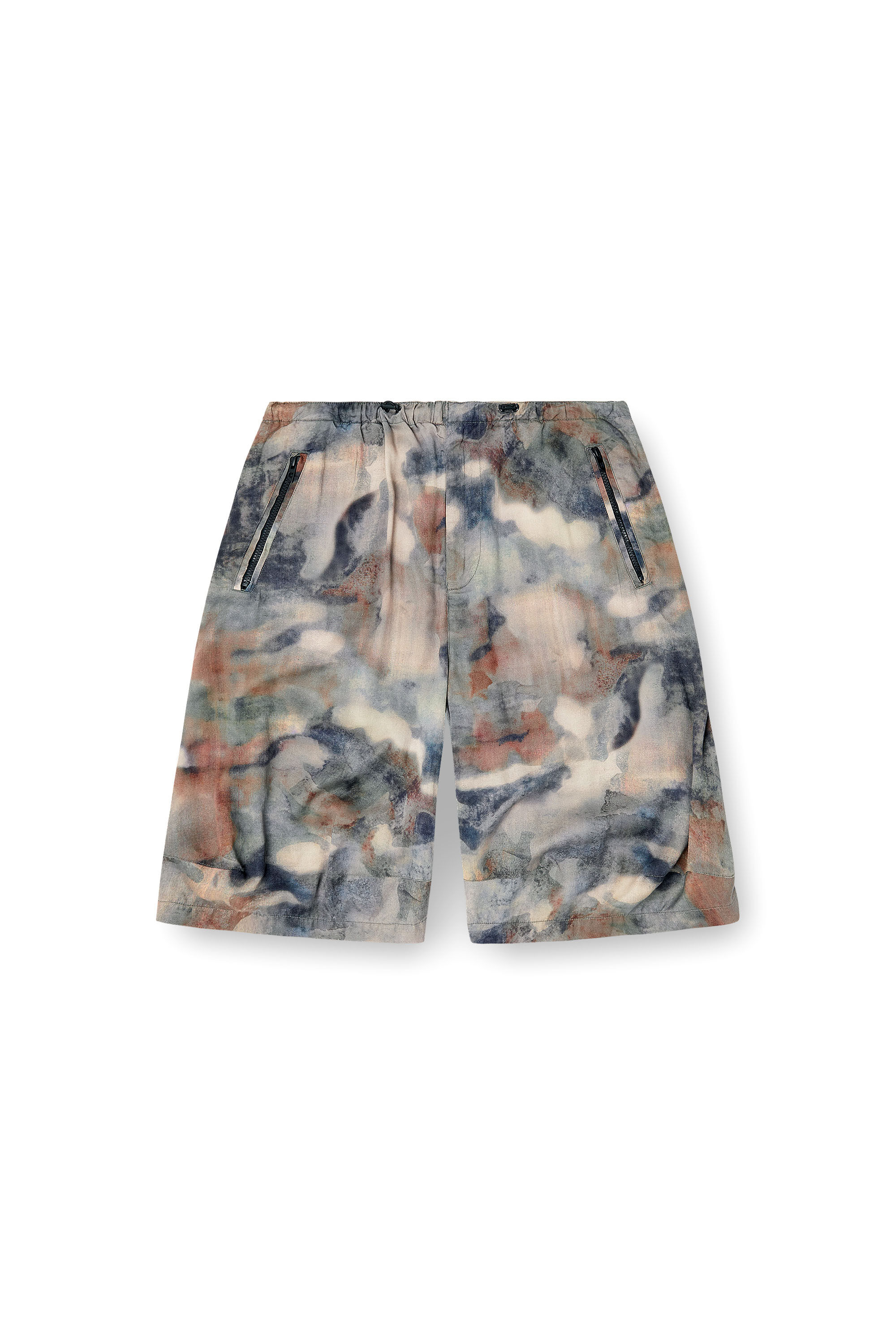 Diesel - P-STITCH-SHORT-TKBZ, Herren Flie&szlig;ende Bermudashorts mit durchg&auml;ngigem Camouflage-Print in Blau/Braun - 2