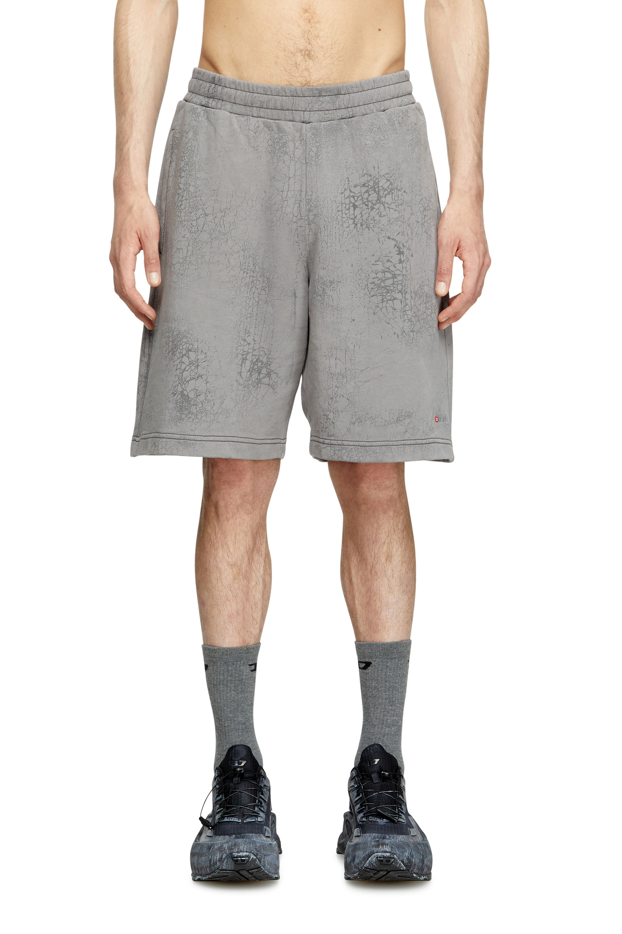 Diesel - P-CREW, Herren Shorts aus gewachstem Jersey in Grau - 3