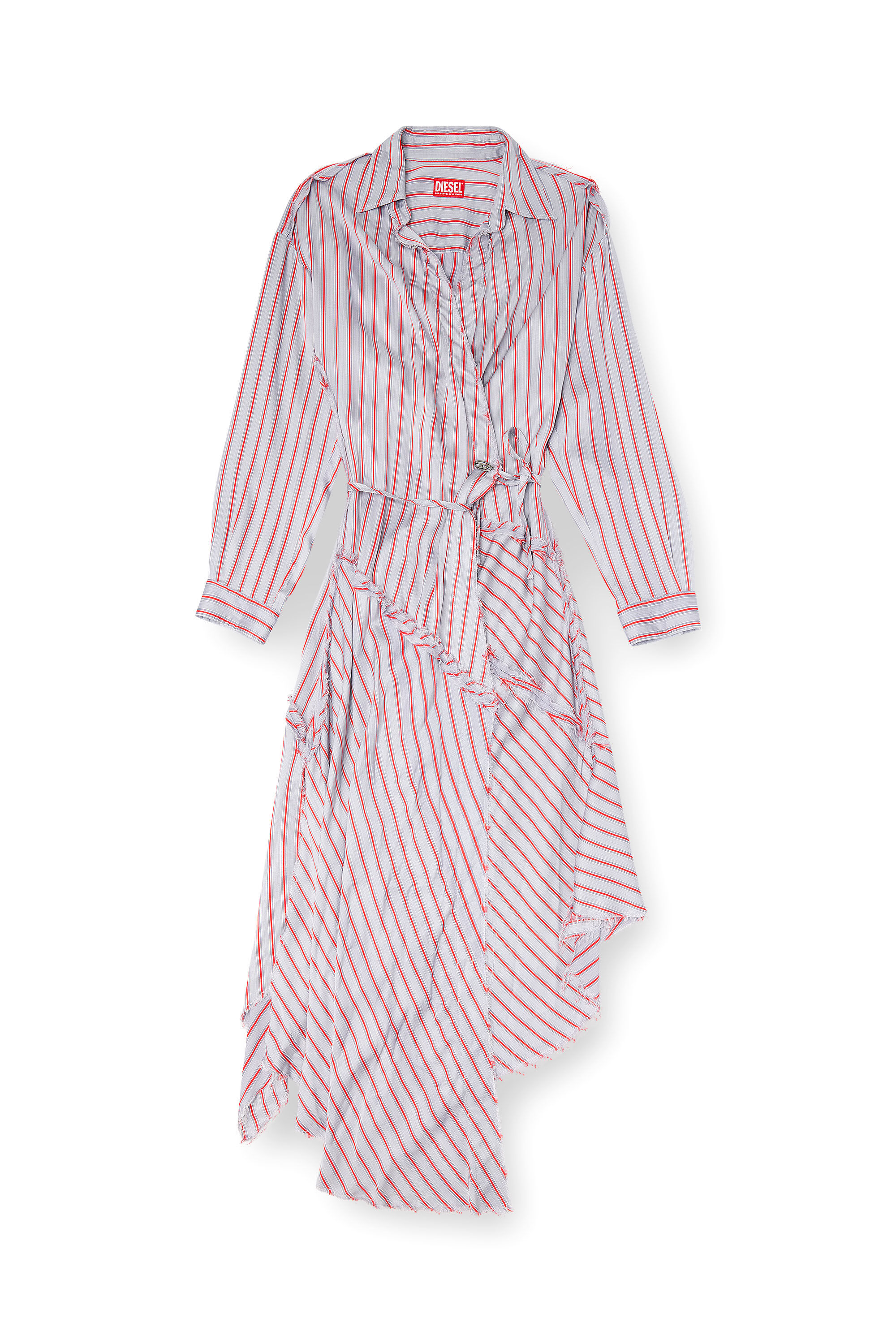 Diesel - D-RAVEN, Damen Asymmetrisches Hemdblusenkleid in Wickel-Optik in Rosa/Violett - 2