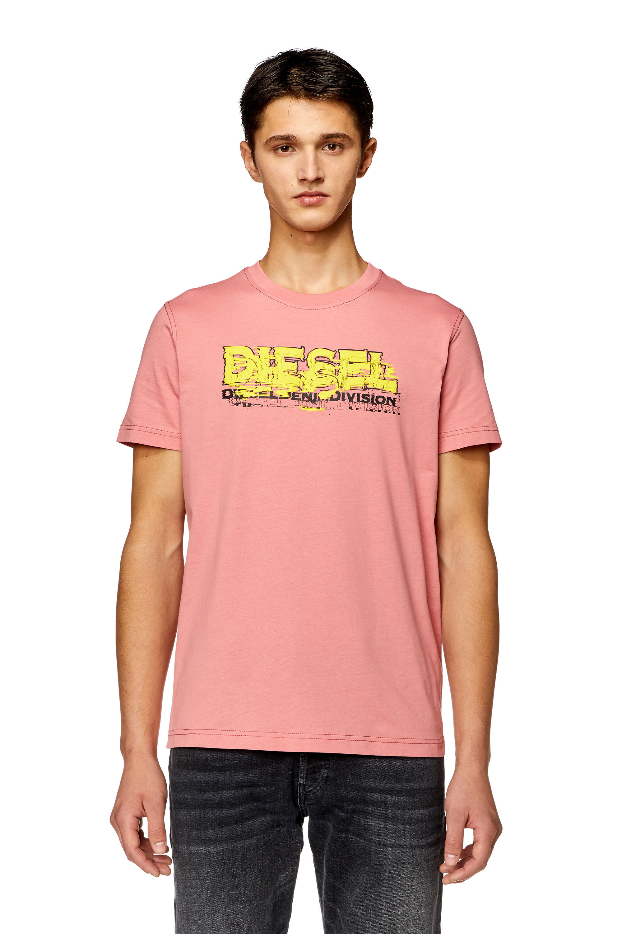 Diesel - T-DIEGOR-K70, Herren T-Shirt mit verzerrtem Logo in Rosa - 2
