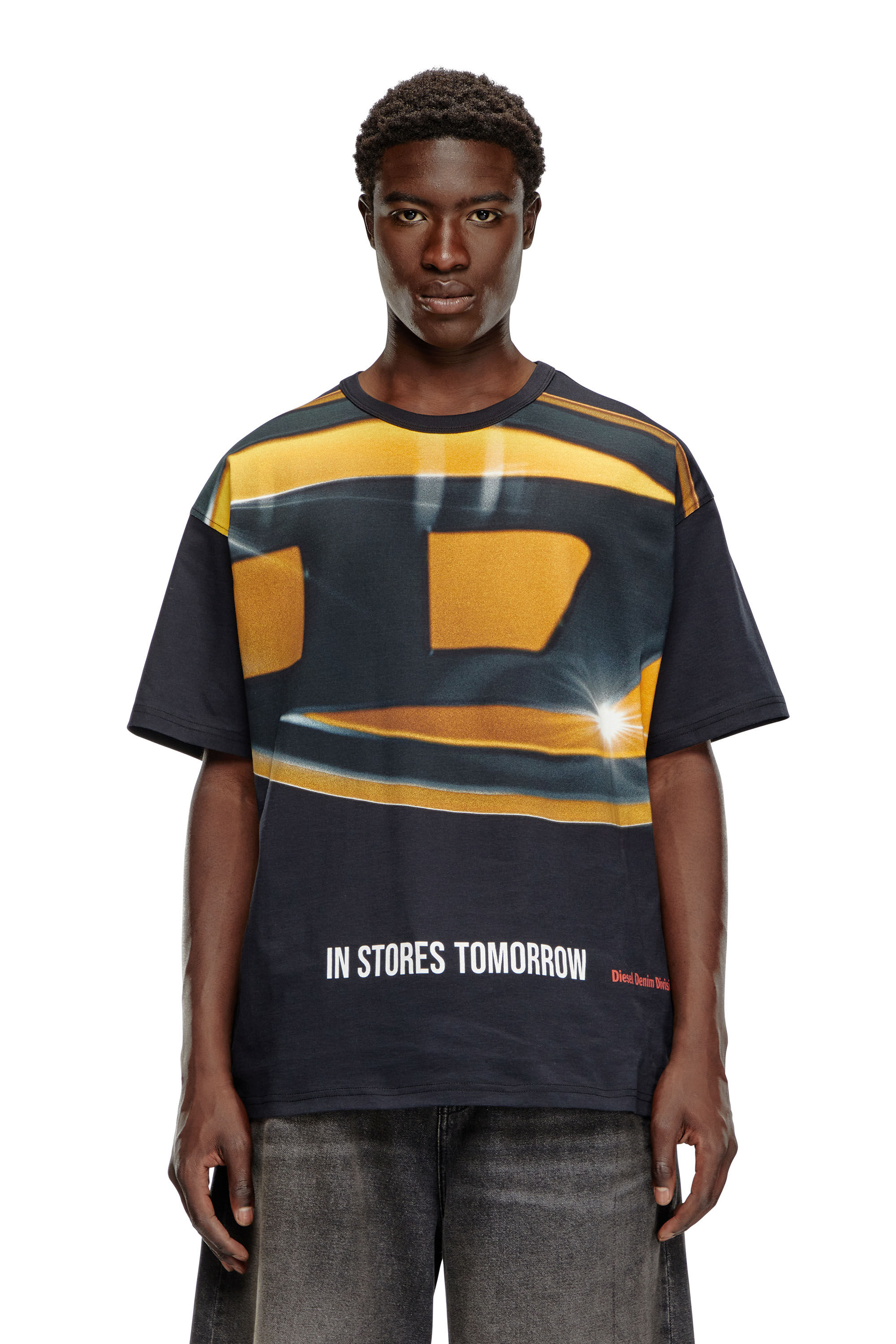 Schweres Grafik T Shirt in oversized fur Herren Schwarz Diesel