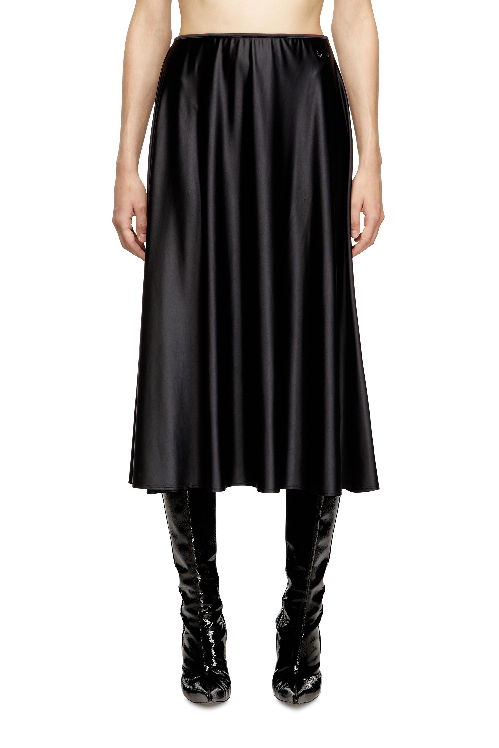 Diesel - O-MORI, Damen Midirock aus Nylon im ausgestellten Schnitt in Schwarz - 3