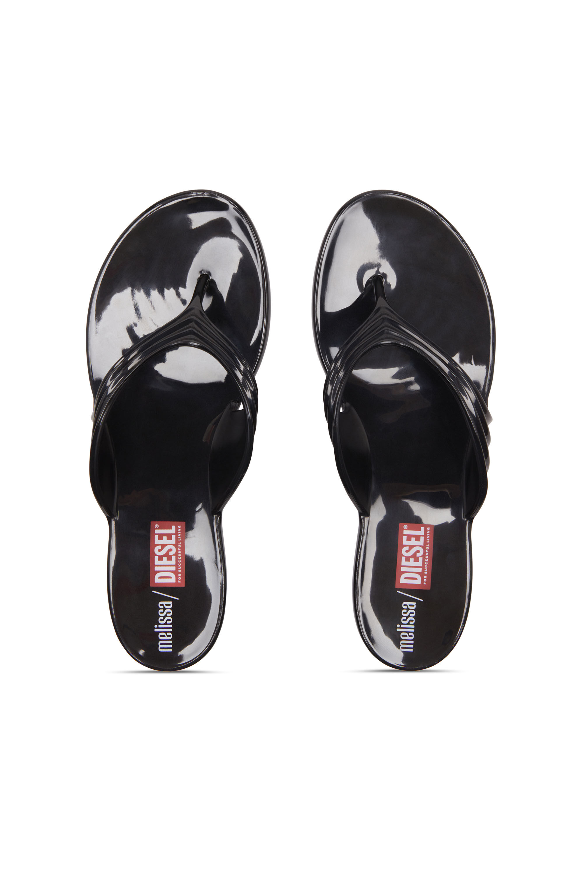Diesel - MELISSA QUANTUM THONG, Damen K&uuml;nstlerisch gestaltete Flip-Flops aus Melflex&reg; in Schwarz - 4