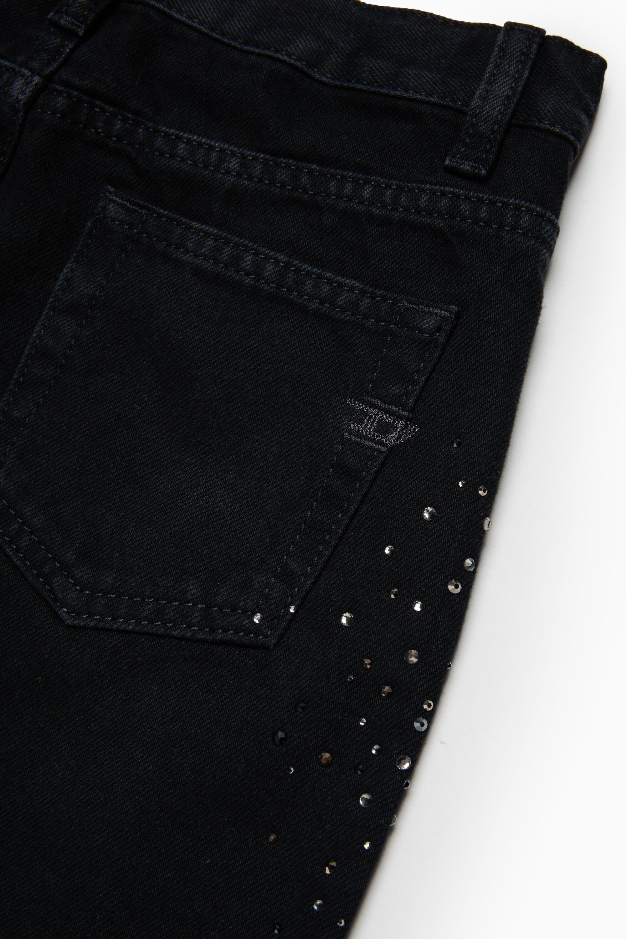 Diesel - GIANNA-SP, Damen Verwaschener Denim-Minirock mit Strasssteinen in Schwarz/Dunkelgrau - 4