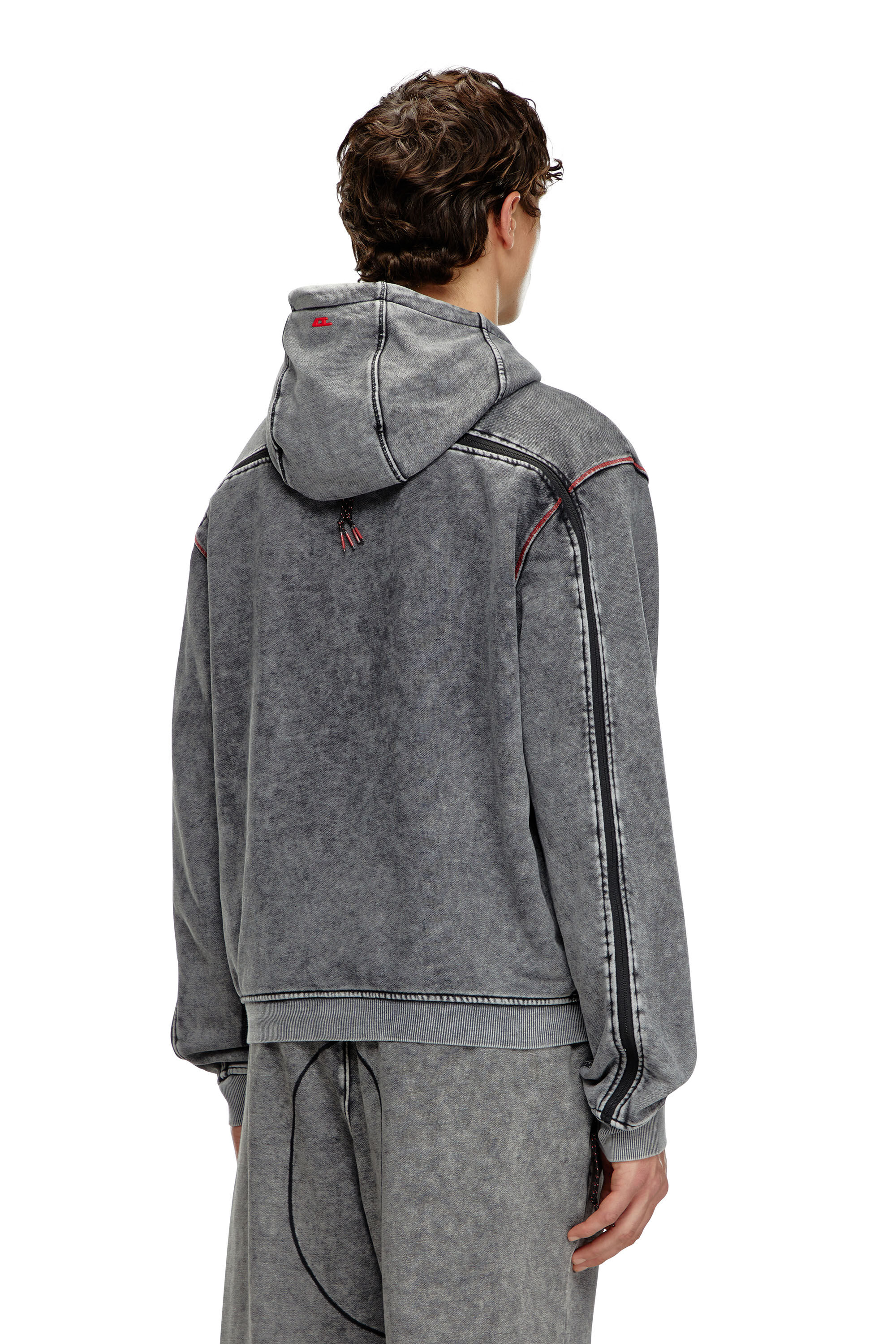 Diesel - AMST-TRANE-HT48, Herren Verblasster Hoodie mit rückseitigem Reißverschluss in Grau - 4