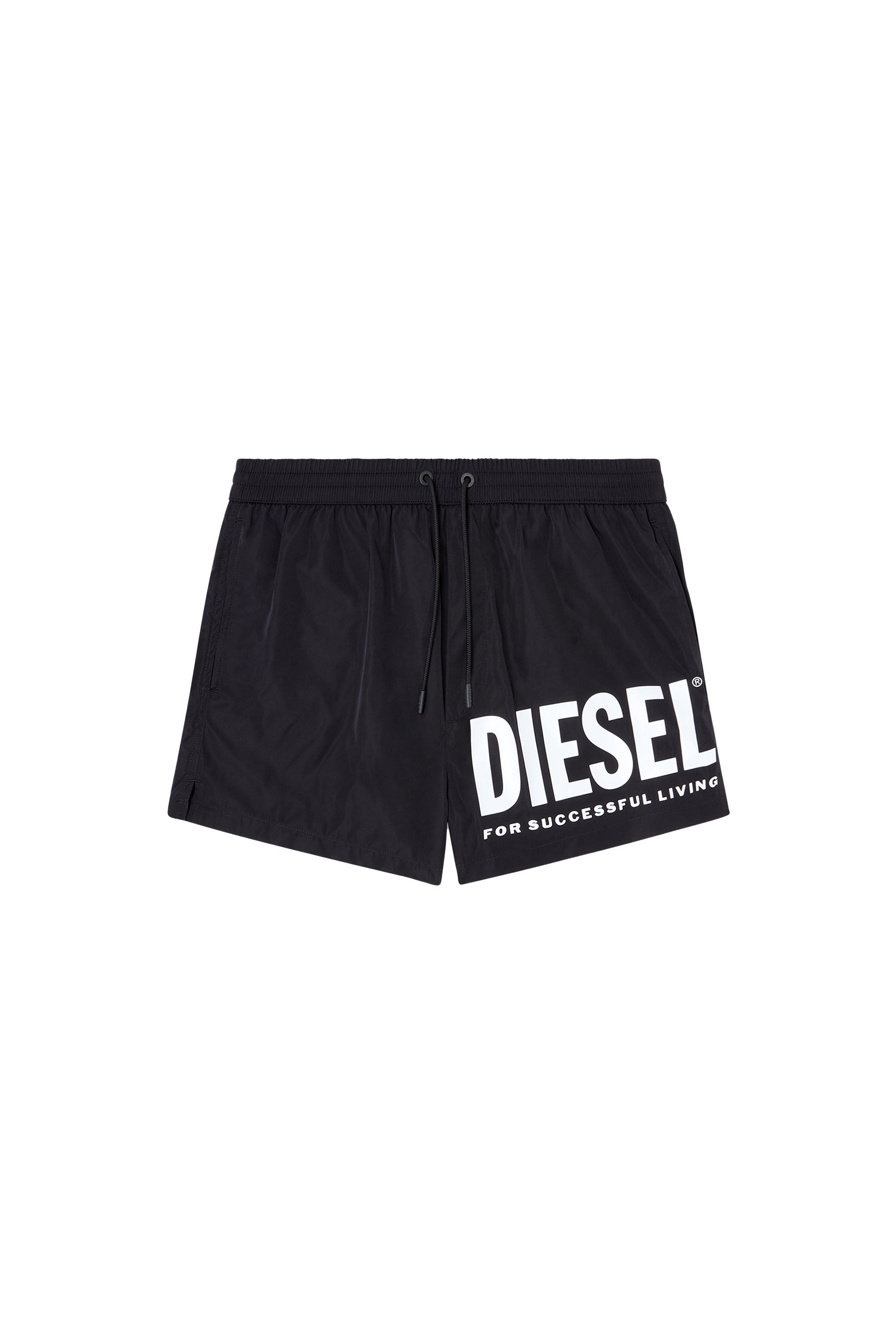 Diesel - MARIO-34-D-CORE, Herren Badeshorts mit Logo-Print in Schwarz/Weiss - 1