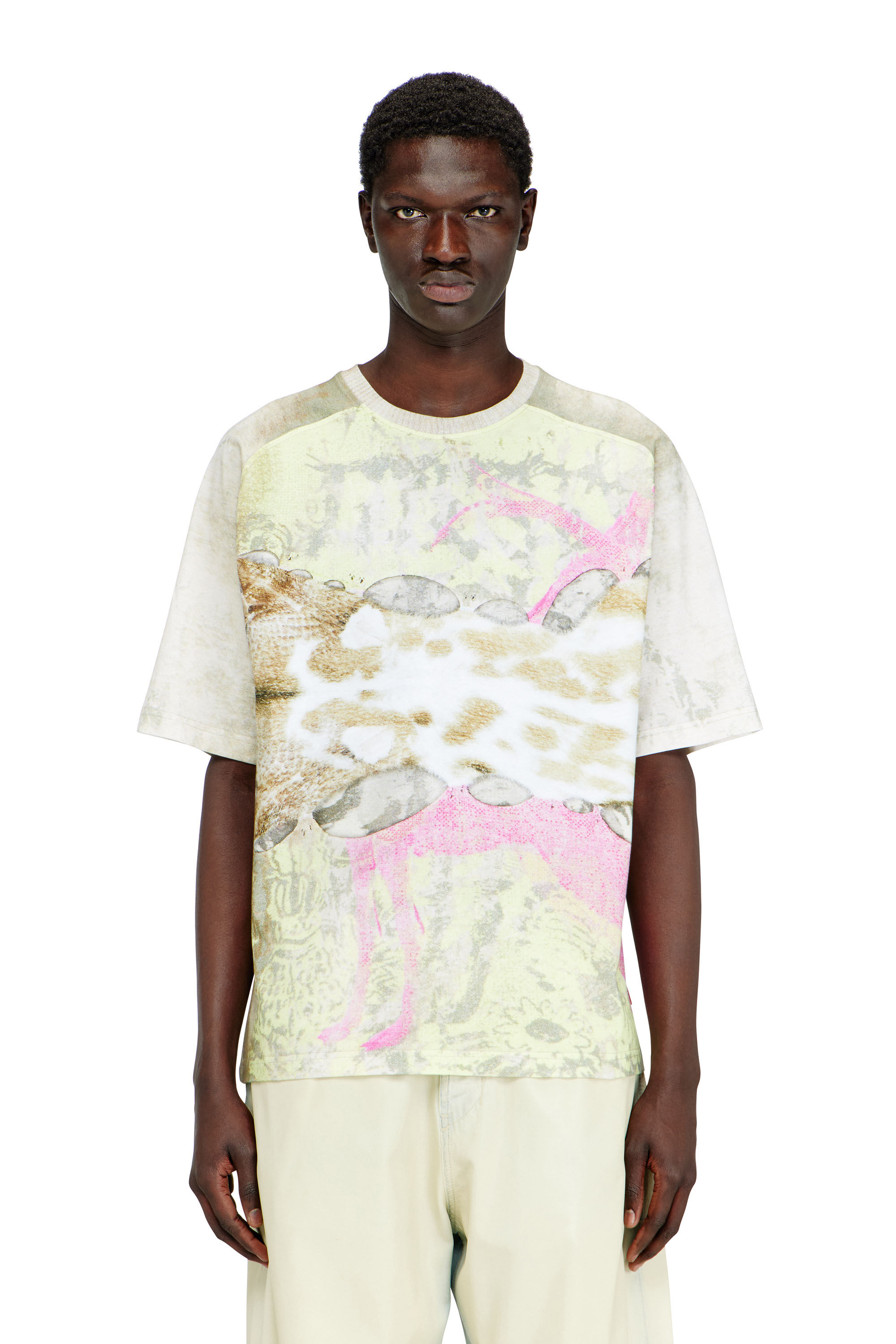 Diesel - T-CLINT, Herren T-Shirt mit Animal-Print in Grau - 3