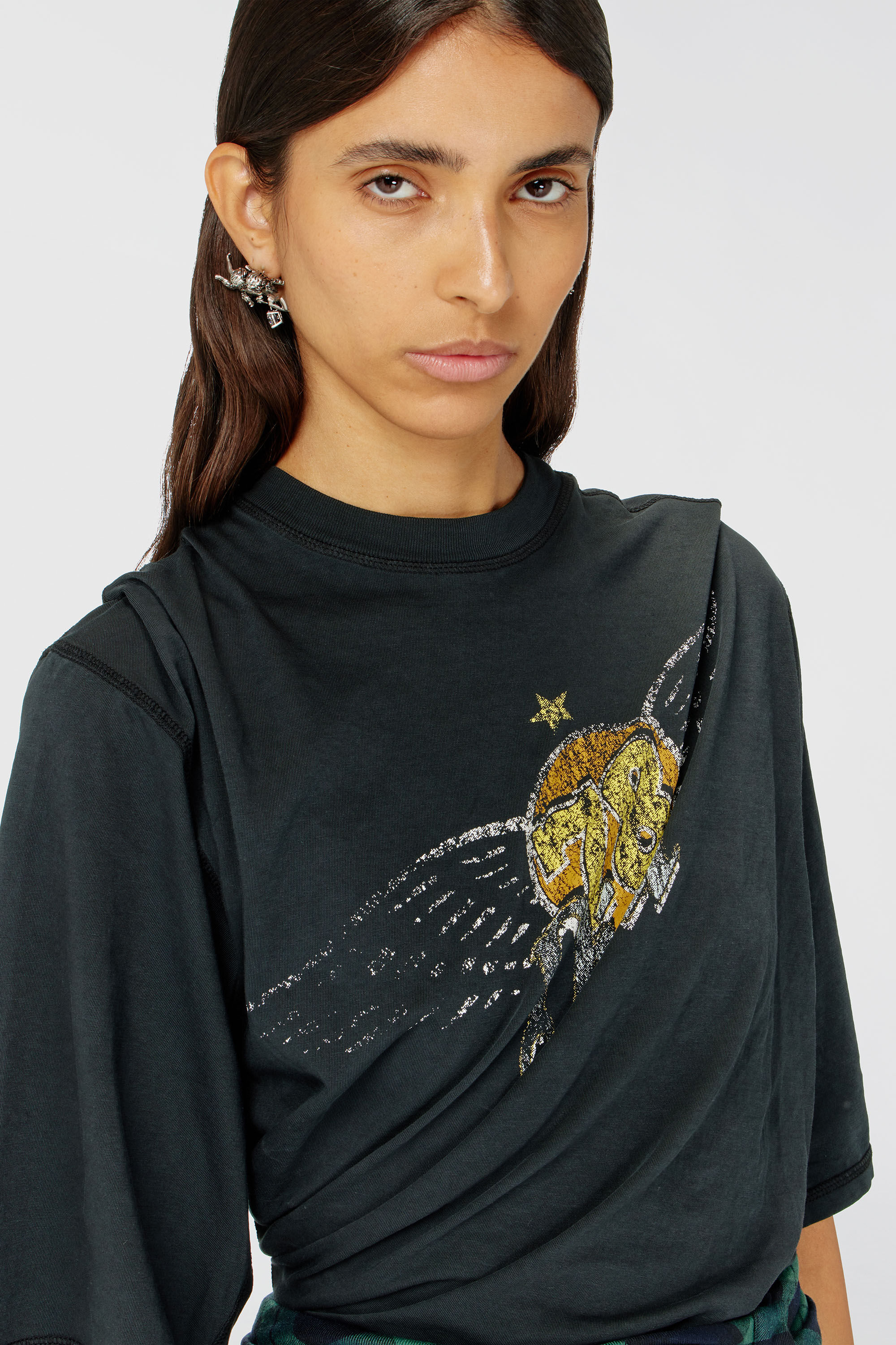 Diesel - T-MILLA-JER, Damen T-Shirt-Body mit Konzertgrafik in Schwarz - 5
